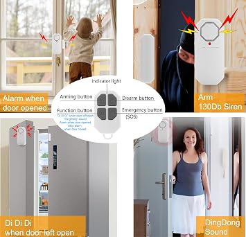 Door Window Pool Alarm with Remote Control,1Pcs WiFi Smart Wireless Magnetic Sensor Anti-Theft Door Alarms for Kids Safety Home Store Garage Apartment Business Security (WiFi Function)