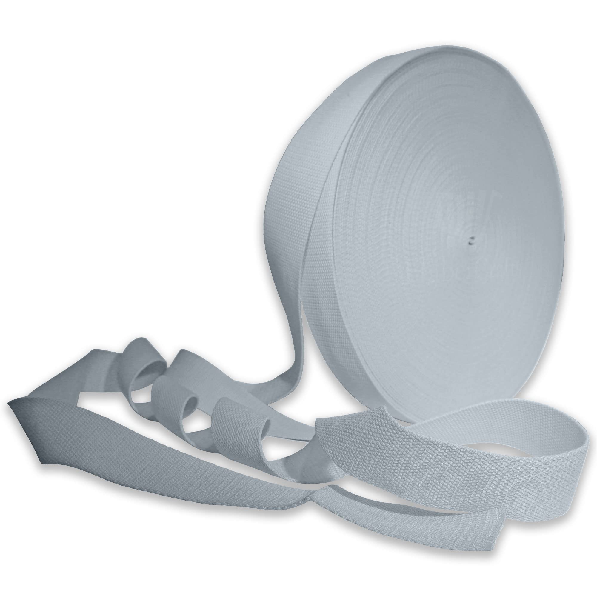 Heavy Duty 38mm Webbing Belt Strap for Bag, Rucksack, Backpack & Luggage - Cotton Blend 1.5Inch Webbing - Grey - 10 Meters