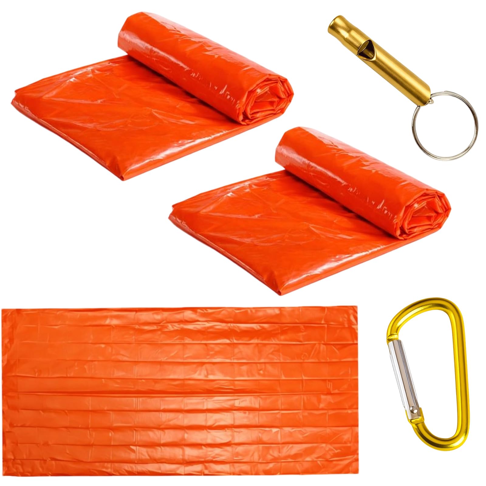 YcsRnn Emergency Survival Kit, Bivvy Bag and Foil Blanket Set, Outdoor Emergency Bivvy Bag for Camping and Hiking, Two-Pack Survival Bag with Compact Storage Design