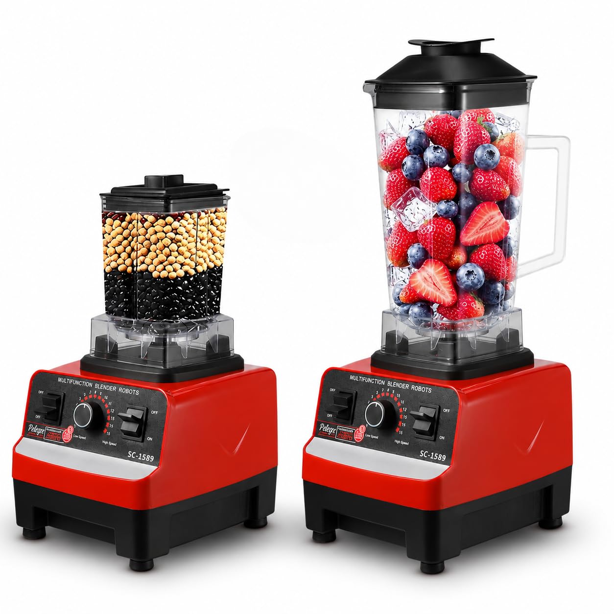 Licuadoras para Zumos y Batidos, 2 en 1 Batidora Profesional, 2 Vasos Mezcladores. 15 ajustes de velocidad, 6 Cuchillas de Acero Inoxidable,Licuadora para Batidos, Jugos y Smoothies