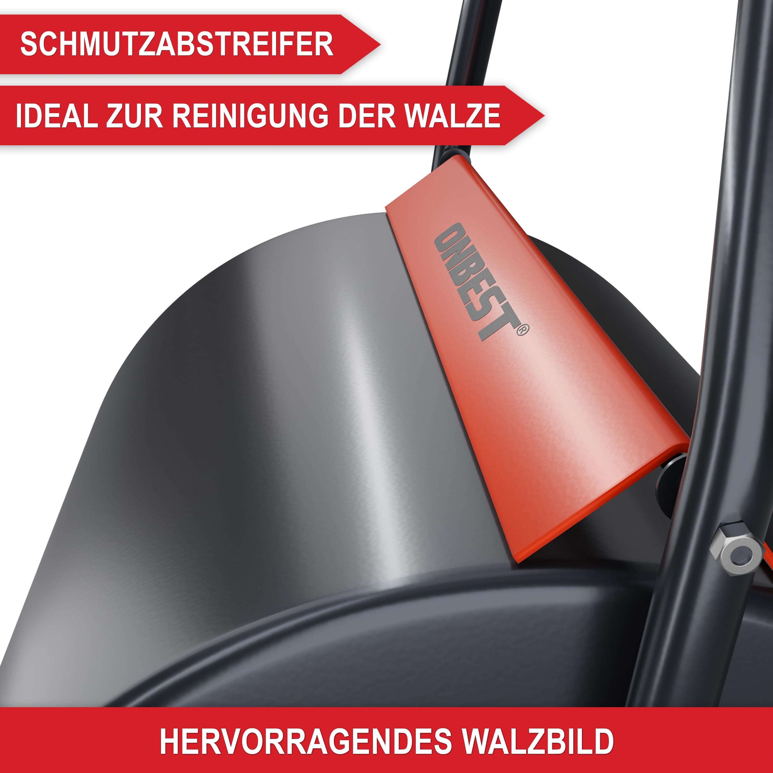 ONBEST Profi Rasenwalze – 60 Liter – befüllbar mit Sand oder Wasser – Walze aus robustem Stahl – inkl. Premium Ablassschraube & Schmutzabweiser – perfekt fürs Rasen sähen