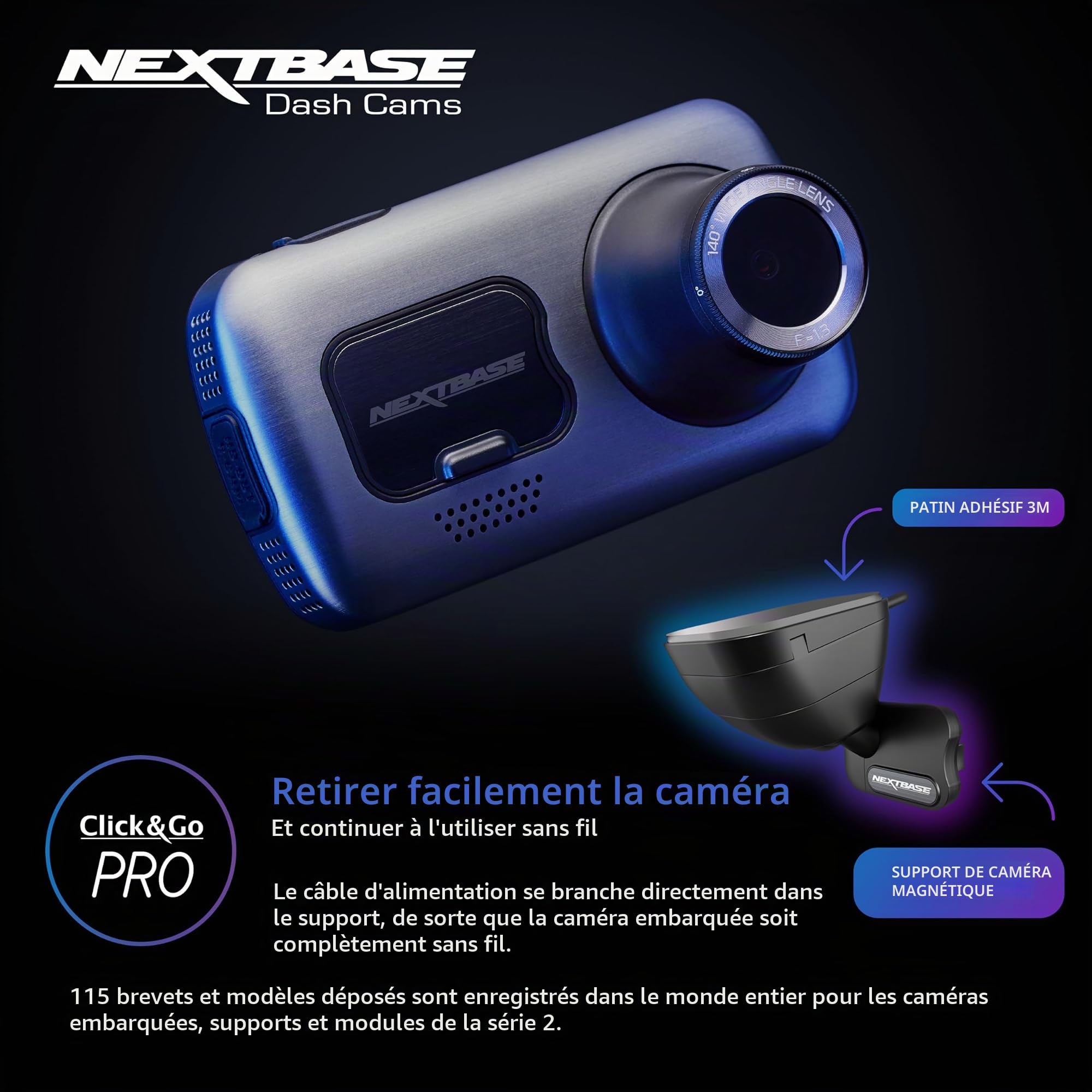 Nextbase Caméra embarquée 622GW + caméra arrière avec zoom et carte SD 64 Go | 4K UHD | Stabilisation d'image What3Words, GPS & SOS d'urgence | Mode stationnement