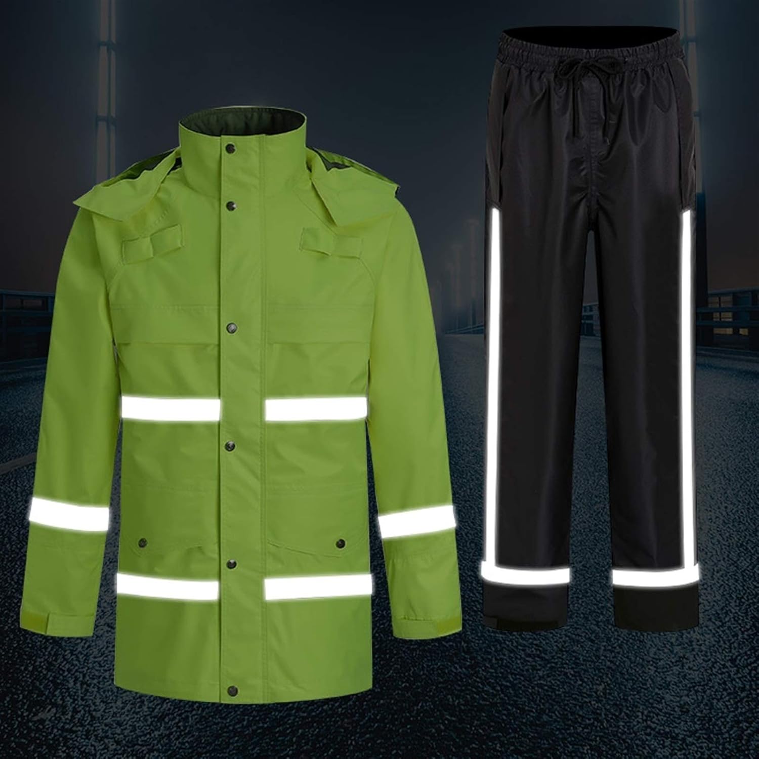 Reflective Clothing Clothing rain Pants Suit Male Thickened Traffic Duty Reflective Raincoat Reflecting Suit(XXL Size)