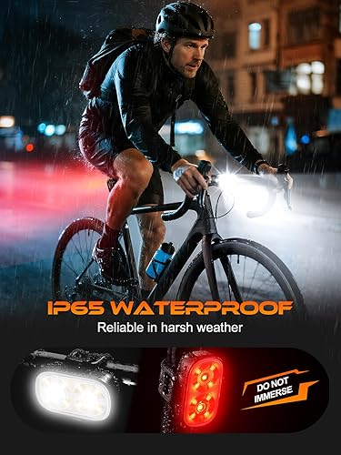 Miniatura 4 de Bike Lights, Ultra-Slim USB-C Rechargeable Bike Lights Front and Back, 5+6 Lighting Modes & IP65 Waterproof, Super Bright Bicycle Light Set for Road