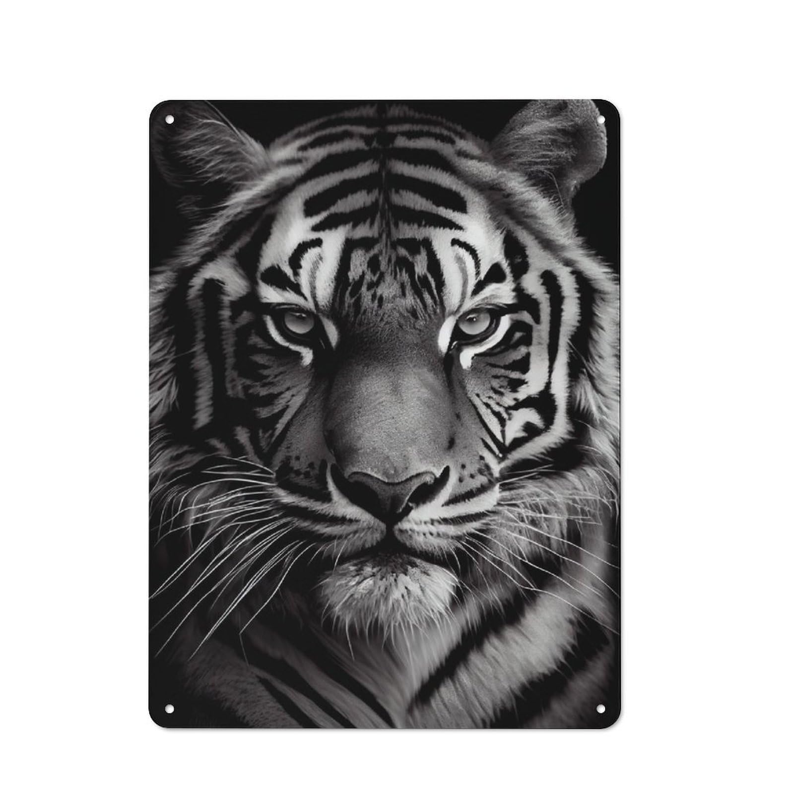 Junmoney Tiger Drawing Vintage Metal Plaque 40X30cm For Man Cave Or Games Room, For An Autumn Update To Man Cave And Games Room