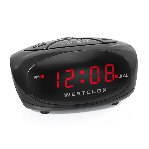 Westclox Super Loud LED Electric Alarm Clock with 0 . 6 " Digital Display, Adjustable Alarm Volume