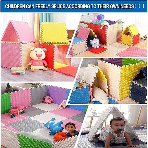 Miniatura 7 de JLCP Alfombrilla de juego de espuma para bebé, 23.6 x 23.6 x 0.5 in, tapete de juego de rompecabezas de espuma EVA suave para habitación de niños,