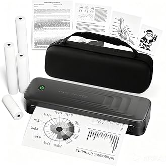 Portable Printers Wireless for Travel, Bluetooth Inkless Thermal Printer Support 8.5" X 11" US Letter, Small Mobile Printer for Phone Laptop, with Carry Case & 4 Rolls Thermal Paper, Dark Grey