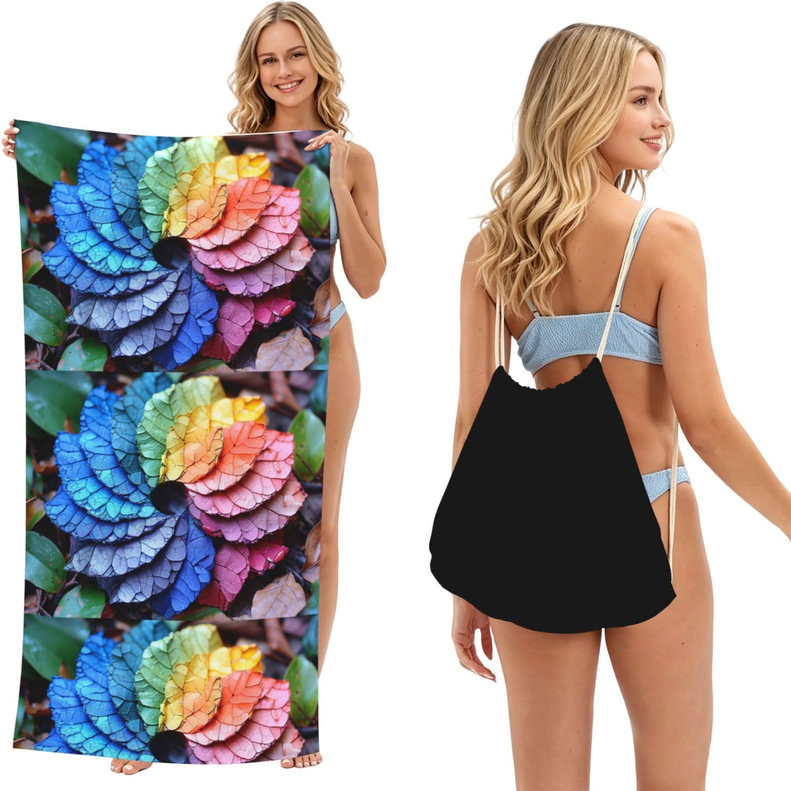 SKGOHLH Crack flower 2in1 Packable Beach Towel Bag Women