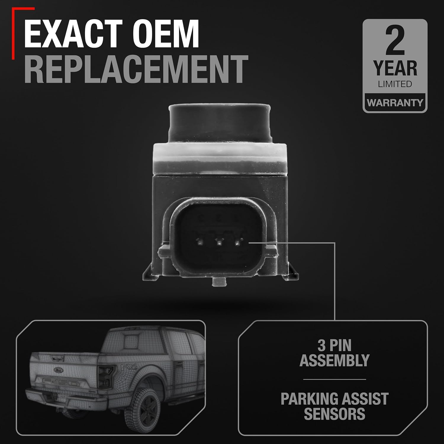 T1A Car Parking Sensors, 4 Pieces - Compatible with 2015-2020 Ford F-150 Super Duty - Front or Rear Bumper Parking Aid Sensor, Backup Reverse Parking Assist Kit - OEM FL3-Z15K859-AAPTM, HC3Z15K859A