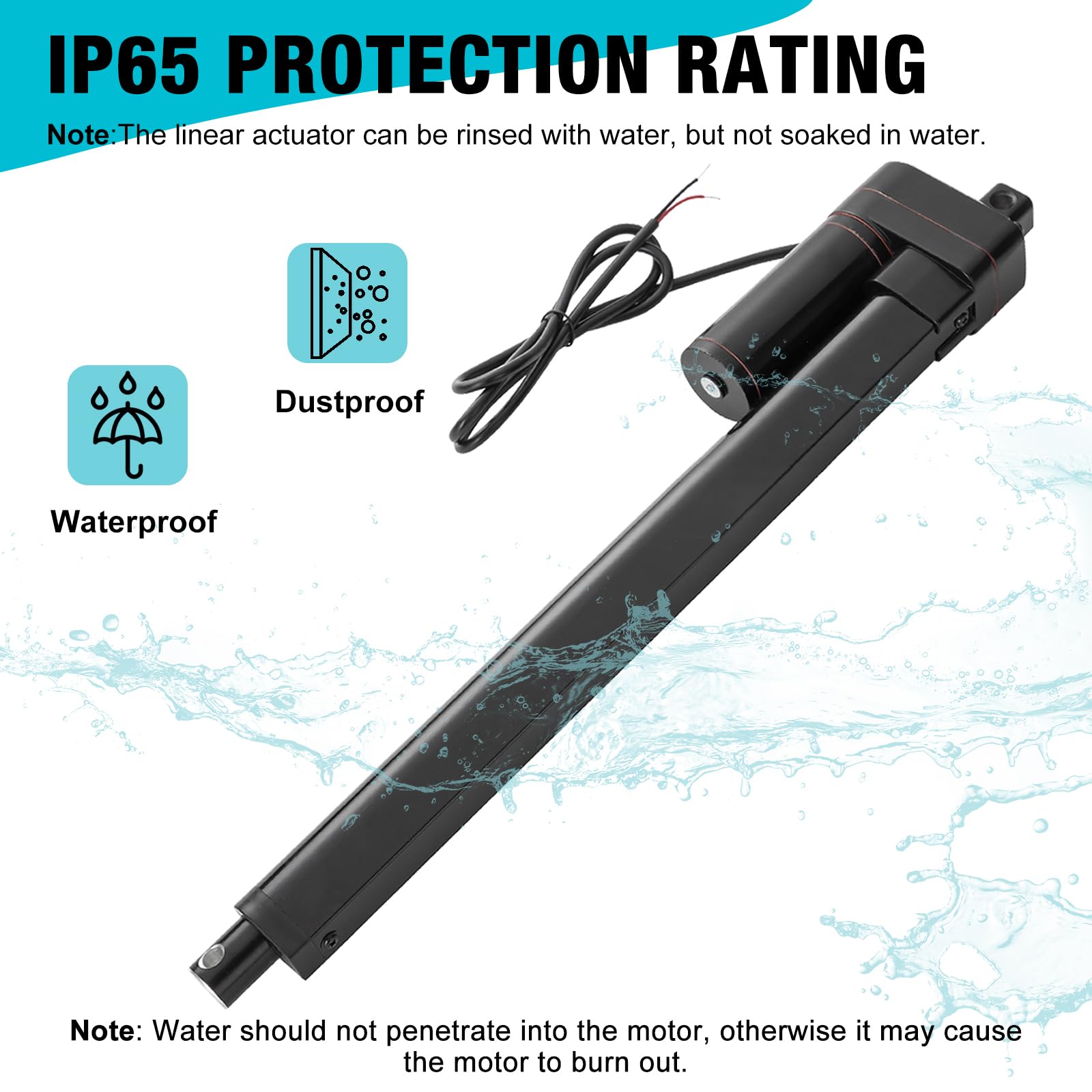 Attuatore lineare da 12 V, 650 mm, resistente, 1500 N, IP65, impermeabile, 10 mm/s, con staffe di montaggio, per aprifinestra, inseguitori solari, domotica