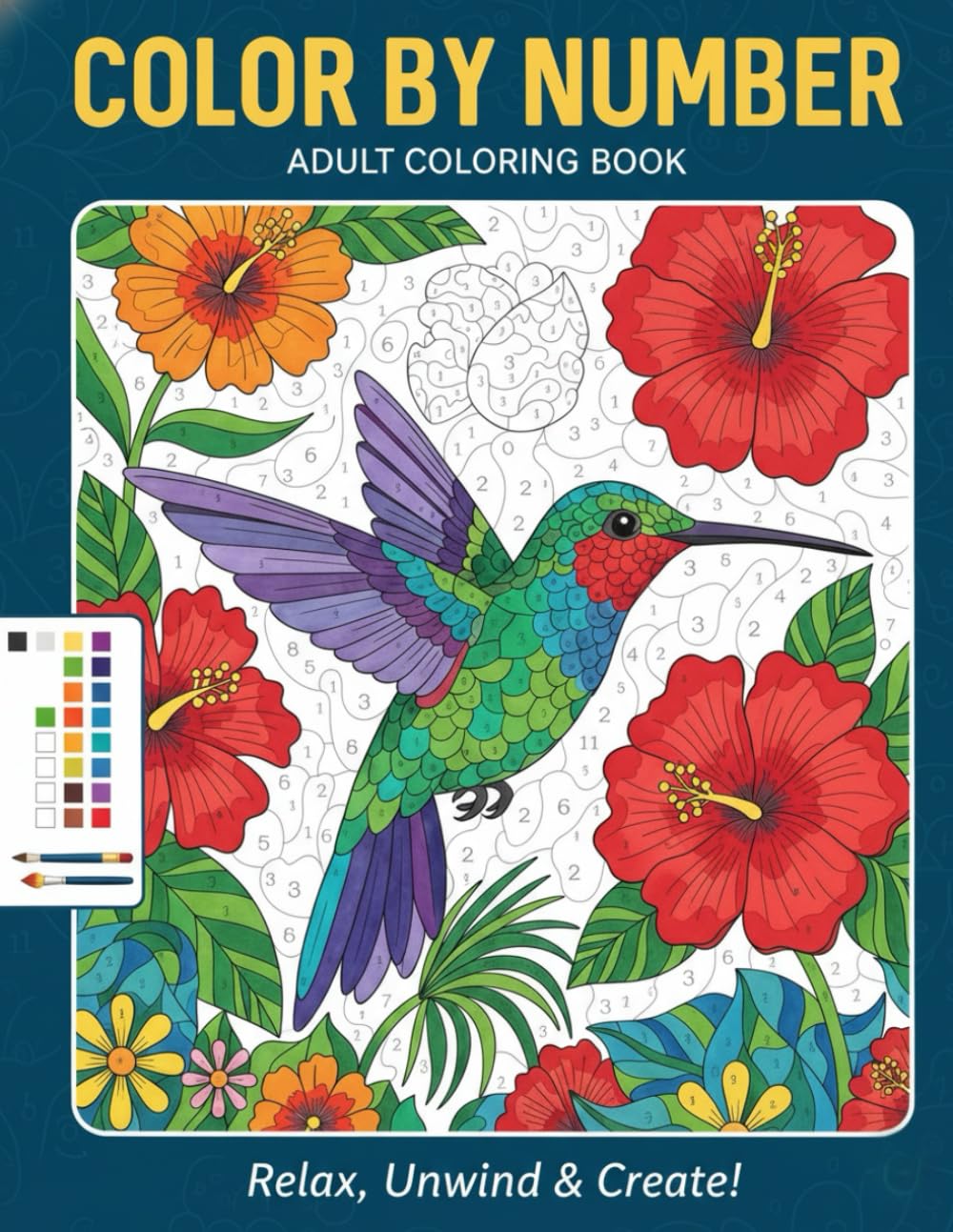 Color by Number Adult Coloring Book: of Butterflies, Flowers, Nature, Landscapes, Animals, to Enjoy Relaxation and Stress Relief