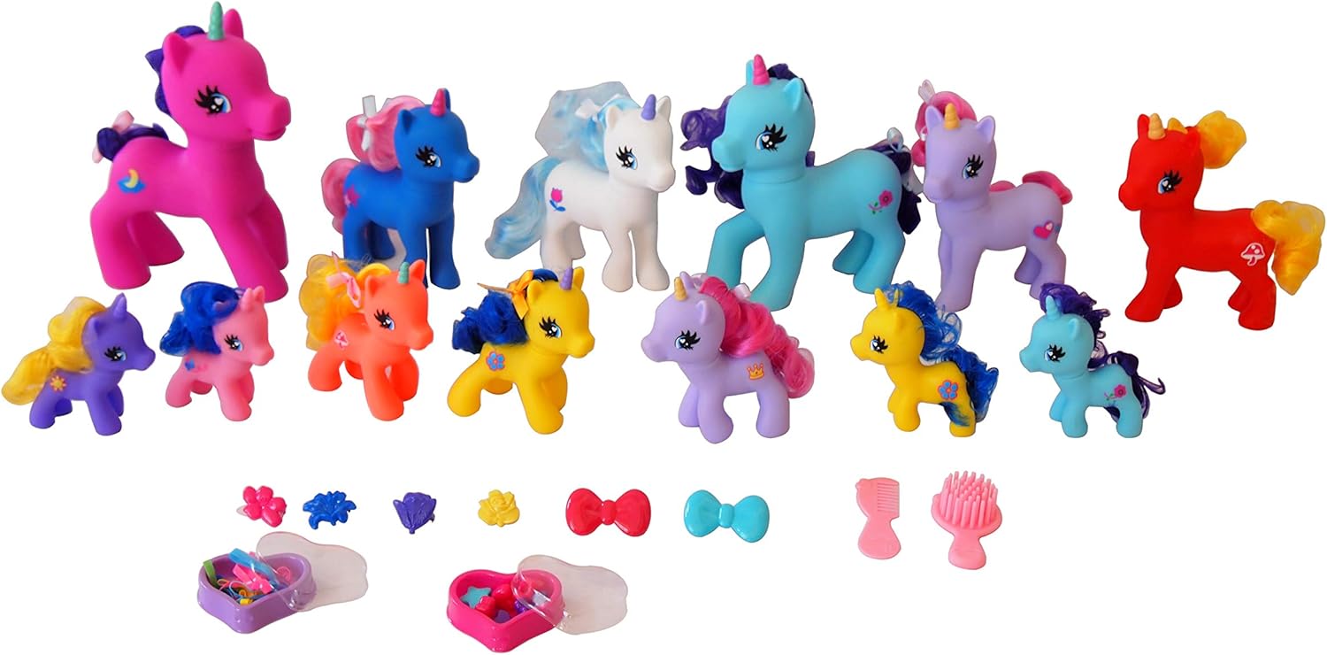 Dream Collection: Gi-Go - Wonder Unicorn Mega Set - 14 Magical Figurines, Colorful 3-6" Miniature Toys, Mane-Tail Hair Styling Accessories, Kids 3+