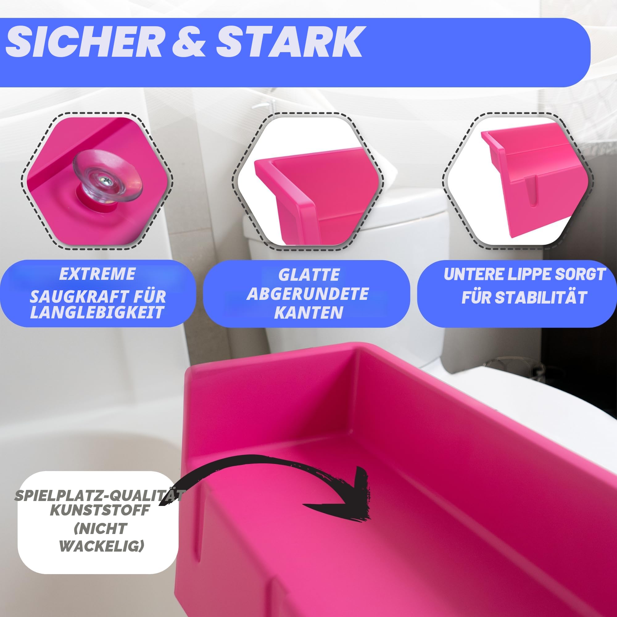 Tub Topper® Badewannen-Spritzschutz, Spielregal – Spielzeug-Tablett-Halterung – Saugnäpfe zur Befestigung an der Badewanne – kein Durcheinander von Wasser im Badezimmer – Spaß für Kleinkinder, Kinder,