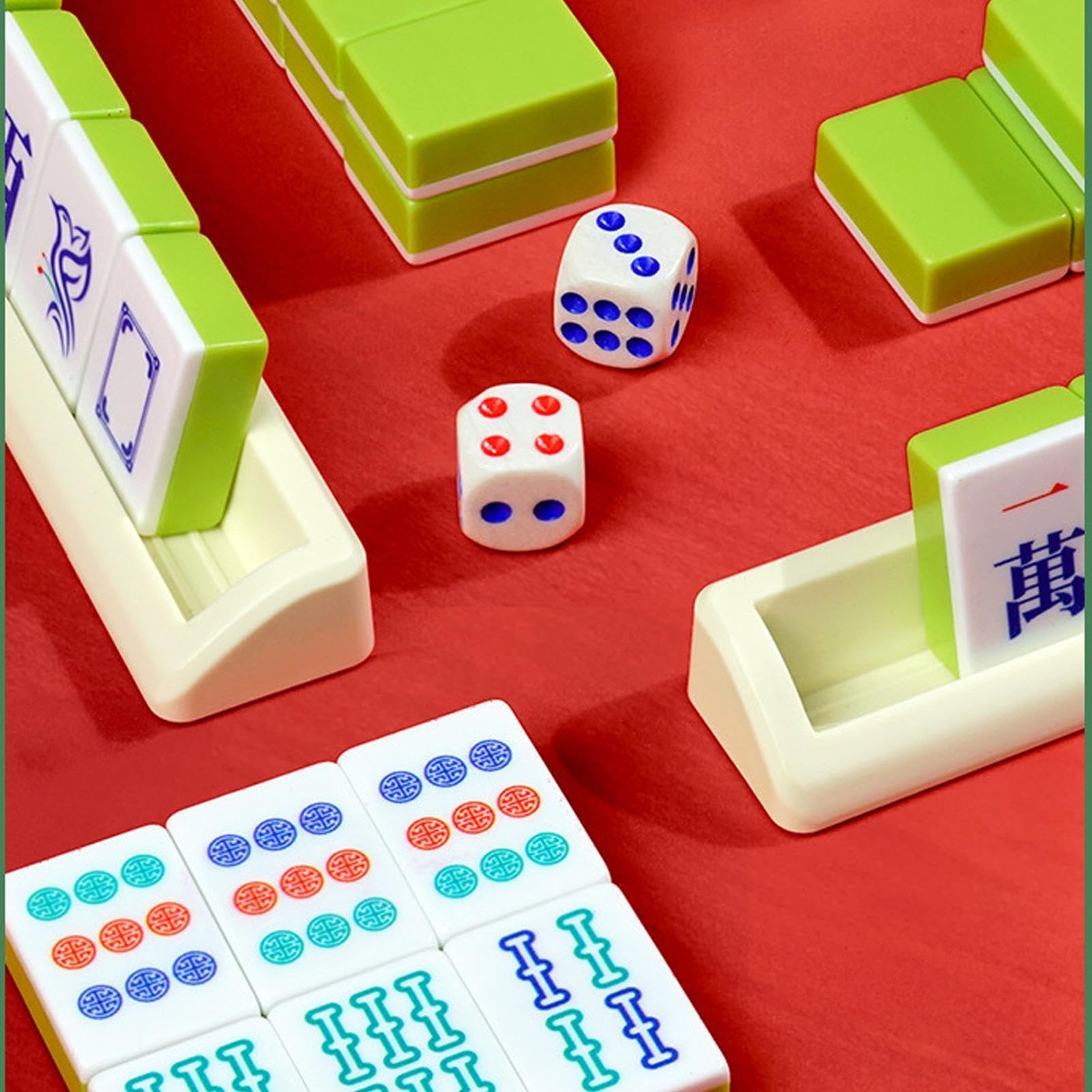 Juego de mahjong para principiantes, bonito juego tradicional de Mah Jongg, mini juego de mahjong de viaje, para mujeres y hombres, principiantes, reuniones familiares, al aire libre, camping