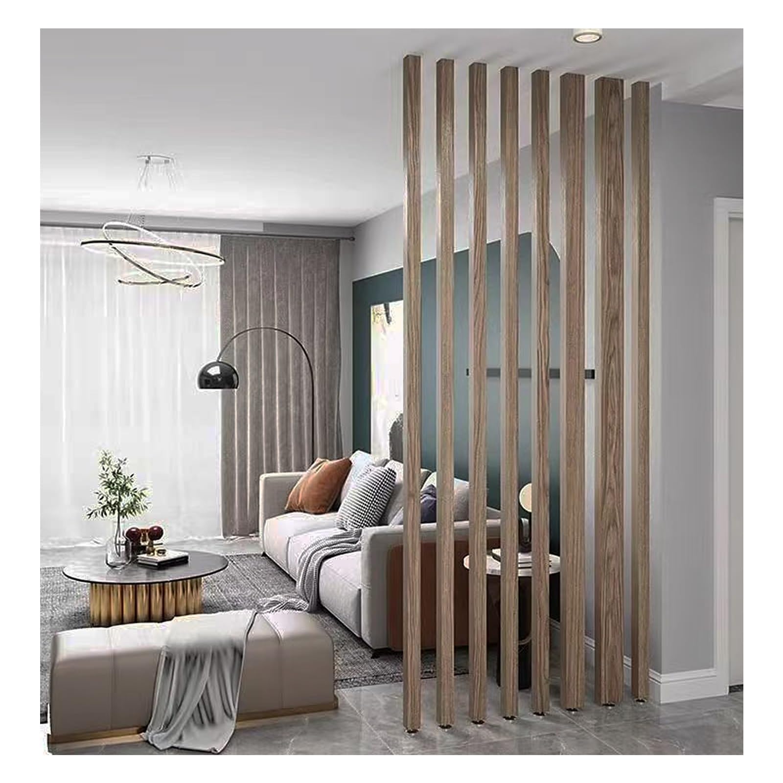 Design moderne pour séparation de l'espace en lattes de bois claustra amovible 195 cm