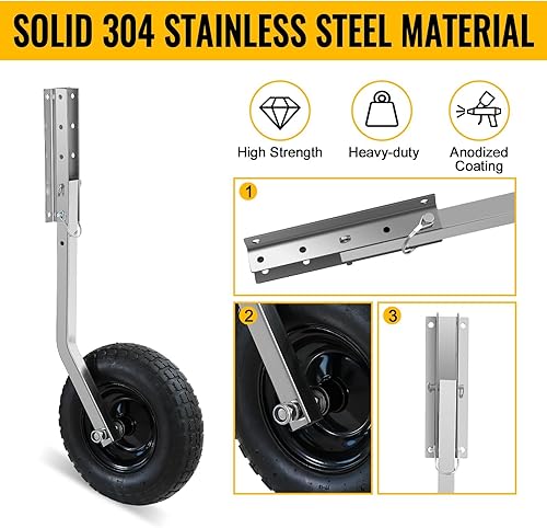 Vista 3 de Ruedas de lanzamiento de barco premium, rueda de lanzamiento de popa de barco de 12 pulgadas, ruedas de barco Jon para barcos inflables