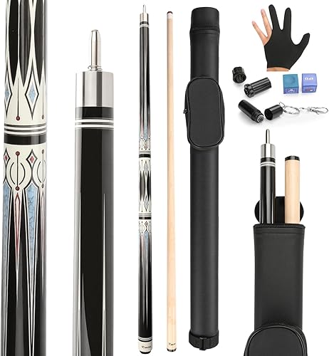 Kmise Tacos de Billar, Taco de Billar Profesional con Estuche Rígido de 58" Kit de Taco de Billar de Arce, Tacos de Billar para Adultos - Perfectos