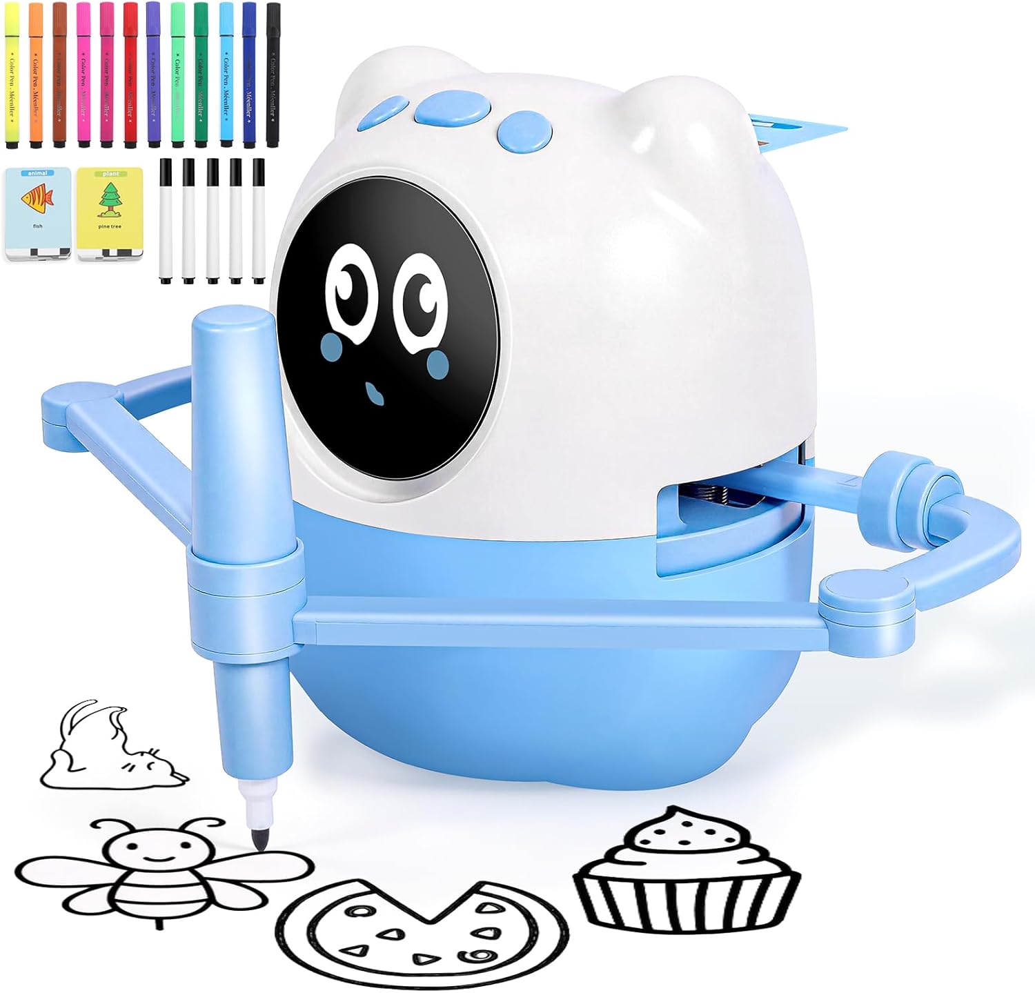 Drawing Robot for Kids Ages 3-8, Screen Free Step by Step Drawing Toy with 150+ Cards, 4-in-1 Learn to Draw Educational Robot, No App Required Art Supplies for Toddlers Boys Girls Birthday Gift