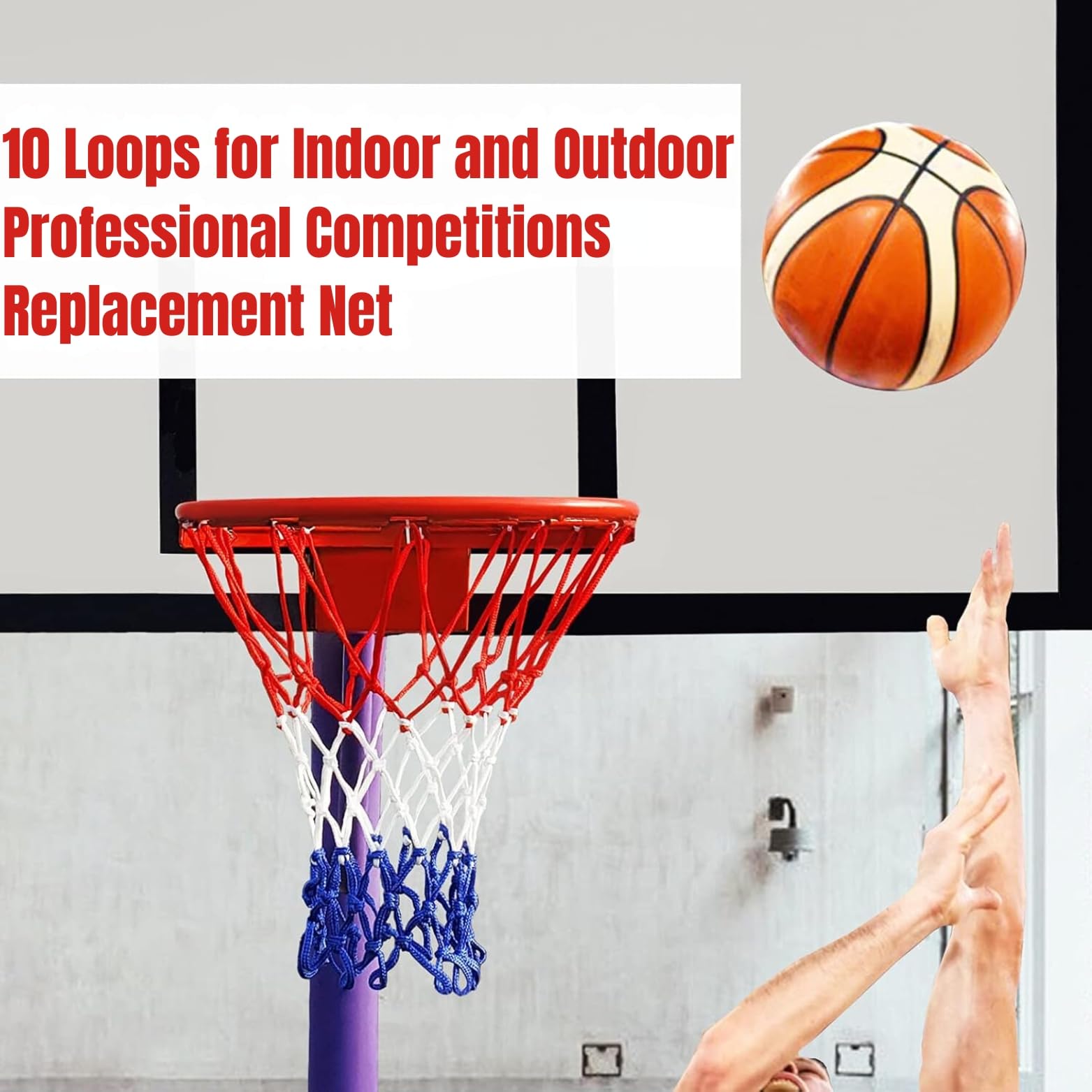 ZAIN SPORTS - Basketball Ring with Net - 195 Grams Professional Upgraded Basketball Net Outdoor with 21 inches Durable 10 Loops - Heavy Duty Basketball Hoop Net for Indoor or Outdoor Play (7 No. Ball) 2