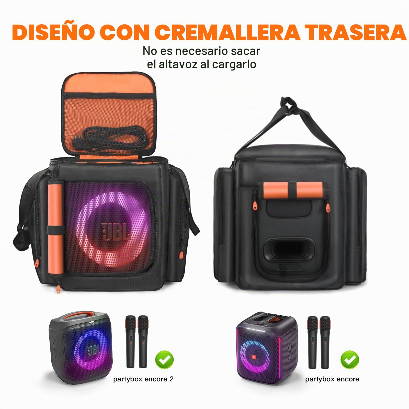 Bolsa de viaje para altavoz compatible con JBL Partybox Encore Essential/Essential 2, funda de transporte con bolsillos laterales para altavoz portátil y accesorios