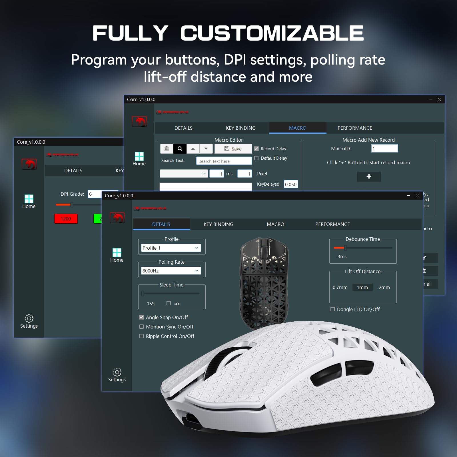 MAMBASNAKE M5 Ultra Carbon Fiber 8000Hz Kabellose Gaming-Maus mit Bis zu 42000 DPI, 39g Ultraleicht, PAW3950MAX Sensor, Nordic 52840 Chip, 2,4GHz Wireless/BT/Kabelgebunden, für PC/Xbox/PS/Mac – Weiß