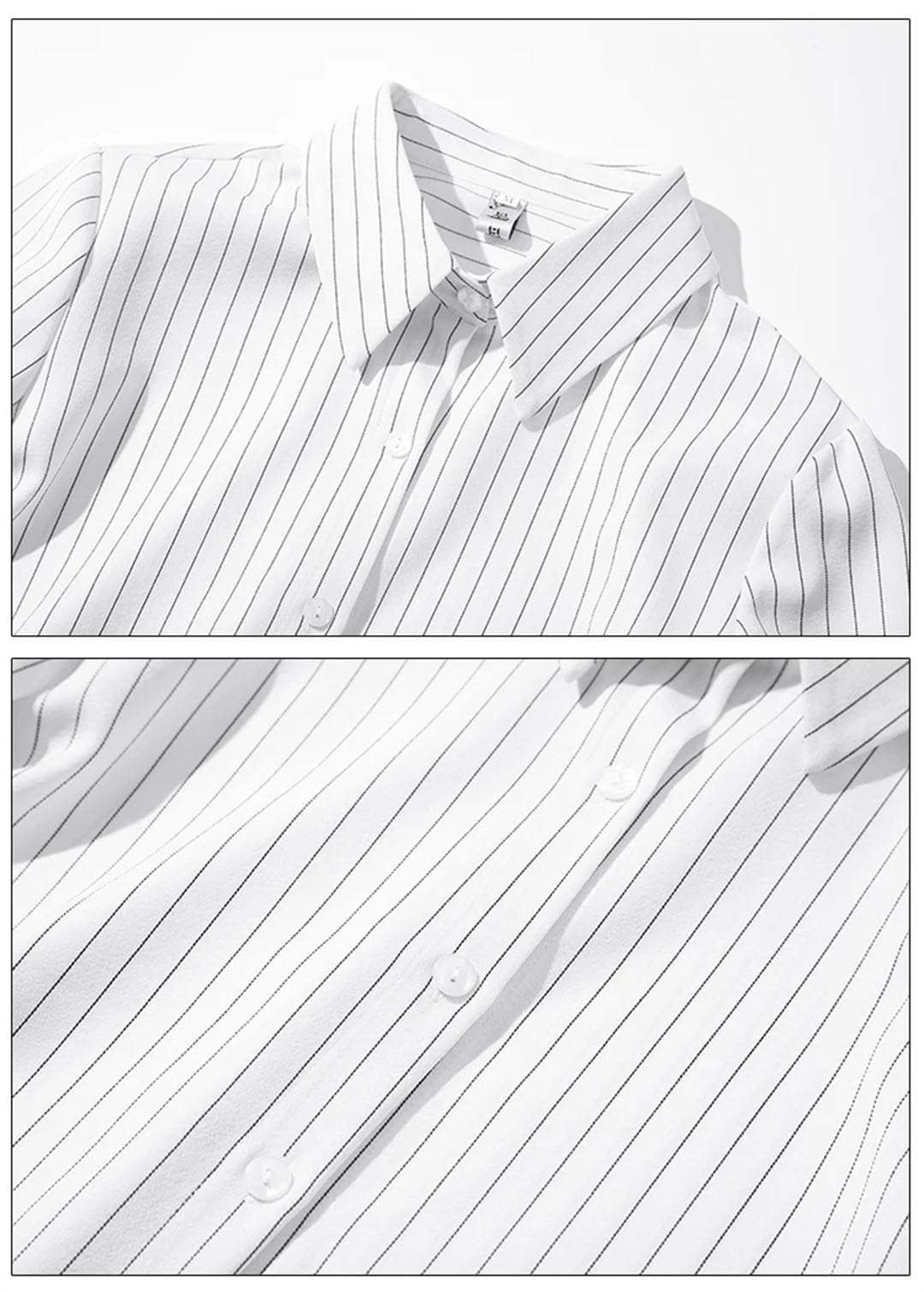 Camisas coreanas de manga larga a rayas para mujer, elegantes camisas formales de oficina