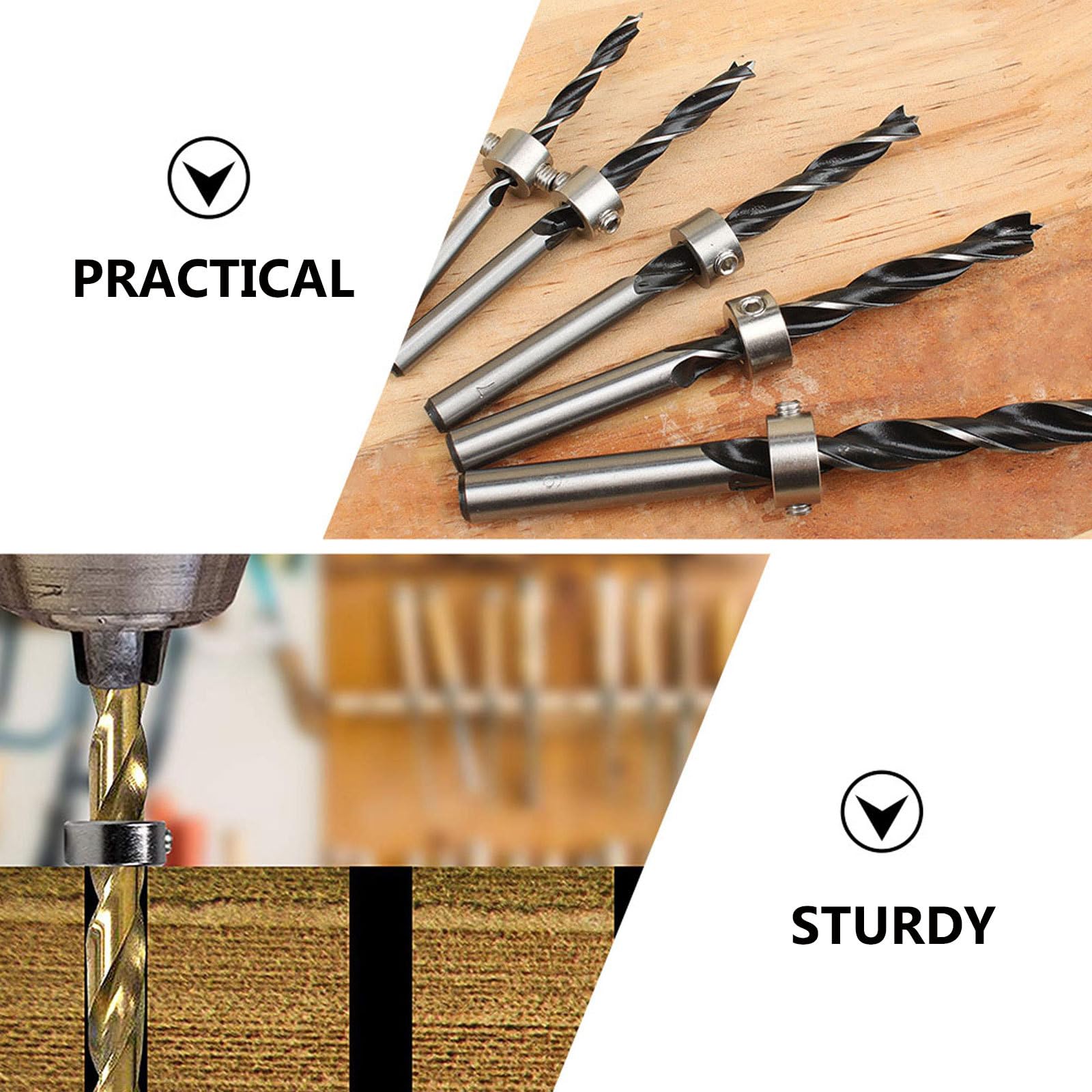 Abaodam 8pcs Colliers D'arrêt de Profondeur en Acier Inoxydable Argenté pour Forets Hélicoïdaux, Bagues de Positionnement 3-10mm, Butée de Profondeur pour Travail du Bois