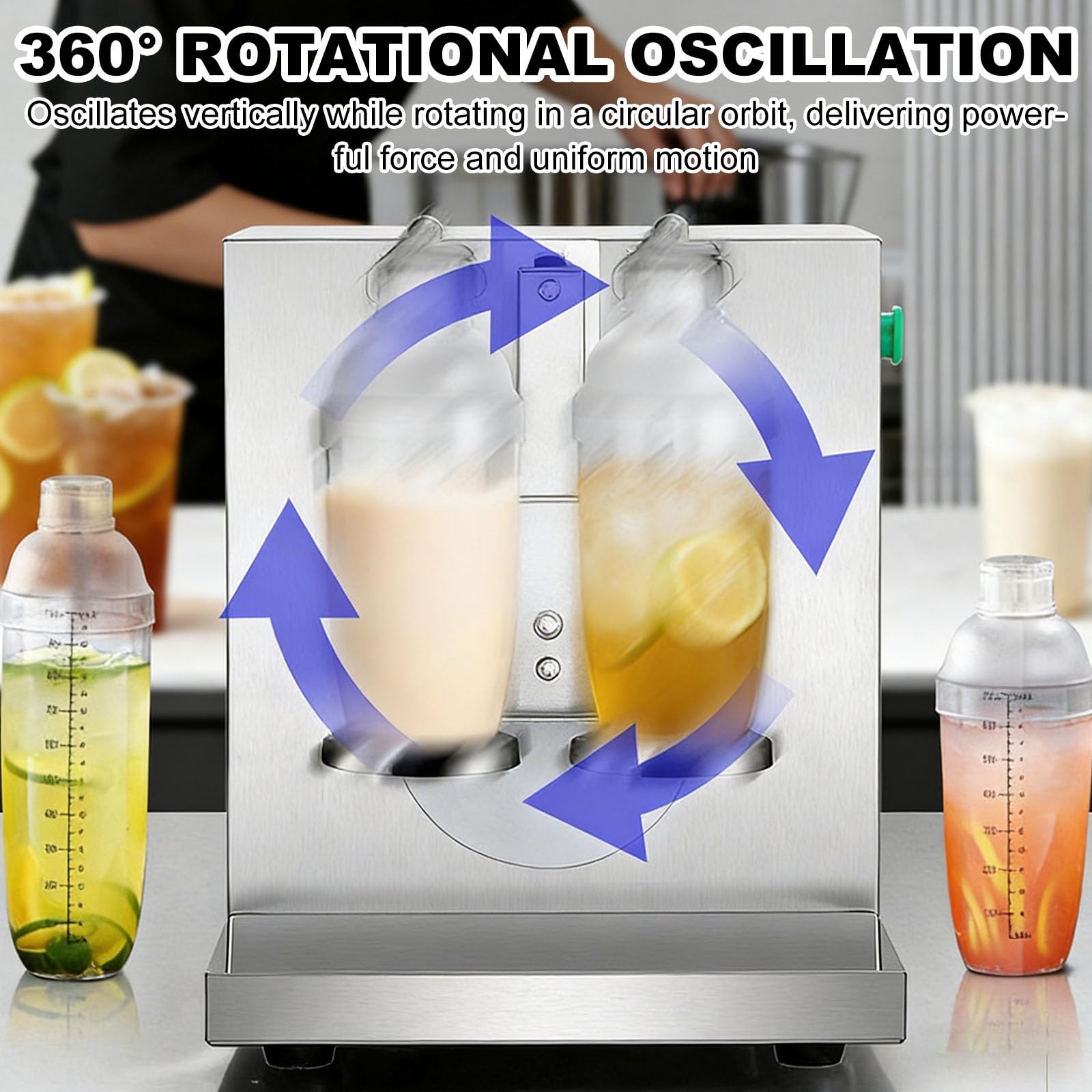 Macchina Automatica a Doppia Testa per Shakerare Il Milk Tea, Shaker Elettrico in Acciaio Inossidabile, Macchina Automatica Da 120w per Bubble Tea Con 2 Bicchieri Trasparenti Da 1000 Ml