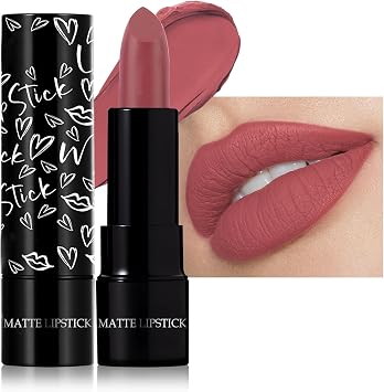 Rose Matte Lipstick,Waterproof Long Lasting Lip Tint Gloss,Makeup for Women