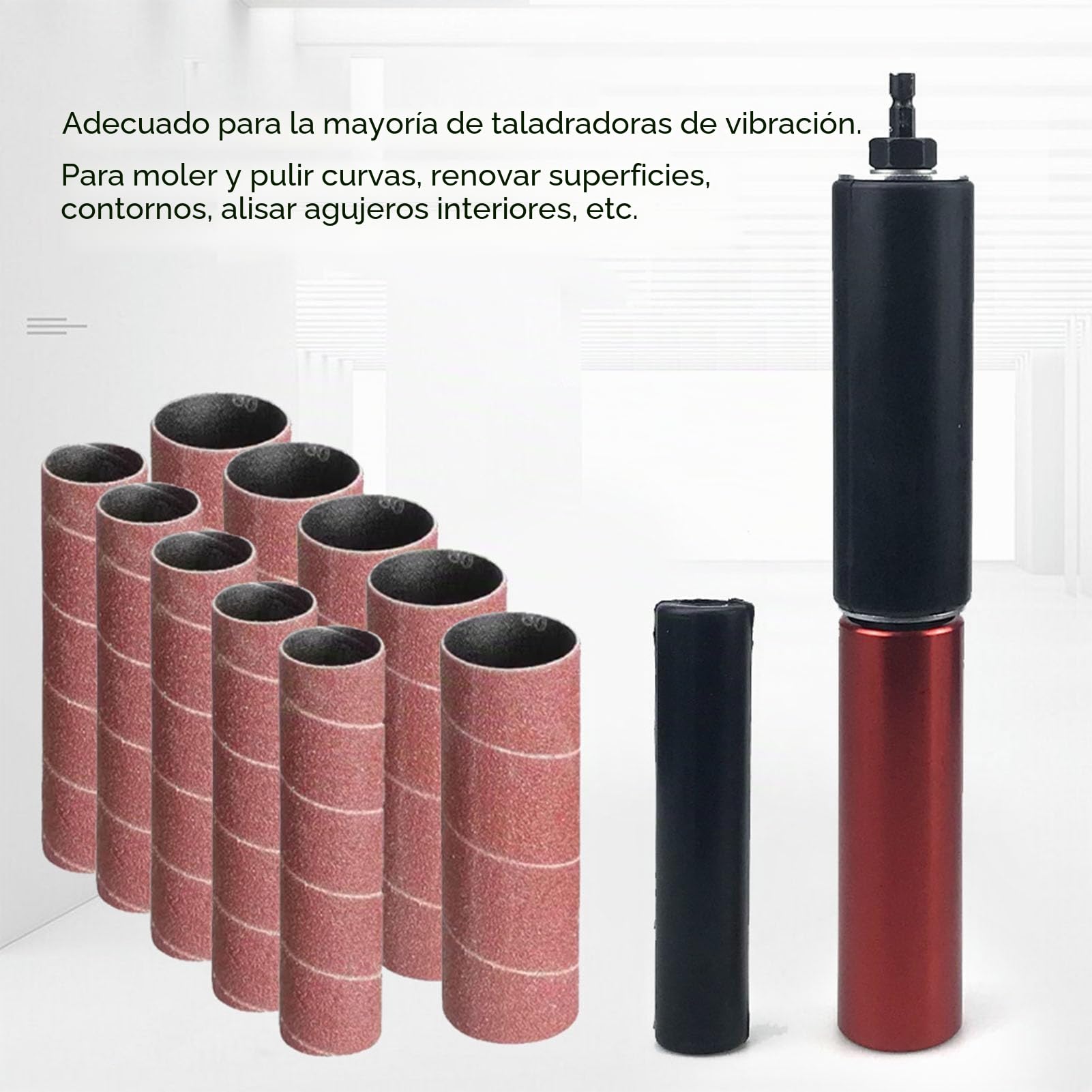 Adaptador de Lijadora de Husillo, Tambor de Lijado de 1,5 Pulgadas, Adaptador de Lijadora de Husillo de Aleación de Aluminio, Juego de Mandril de Lijado con Llave y 10 Piezas de