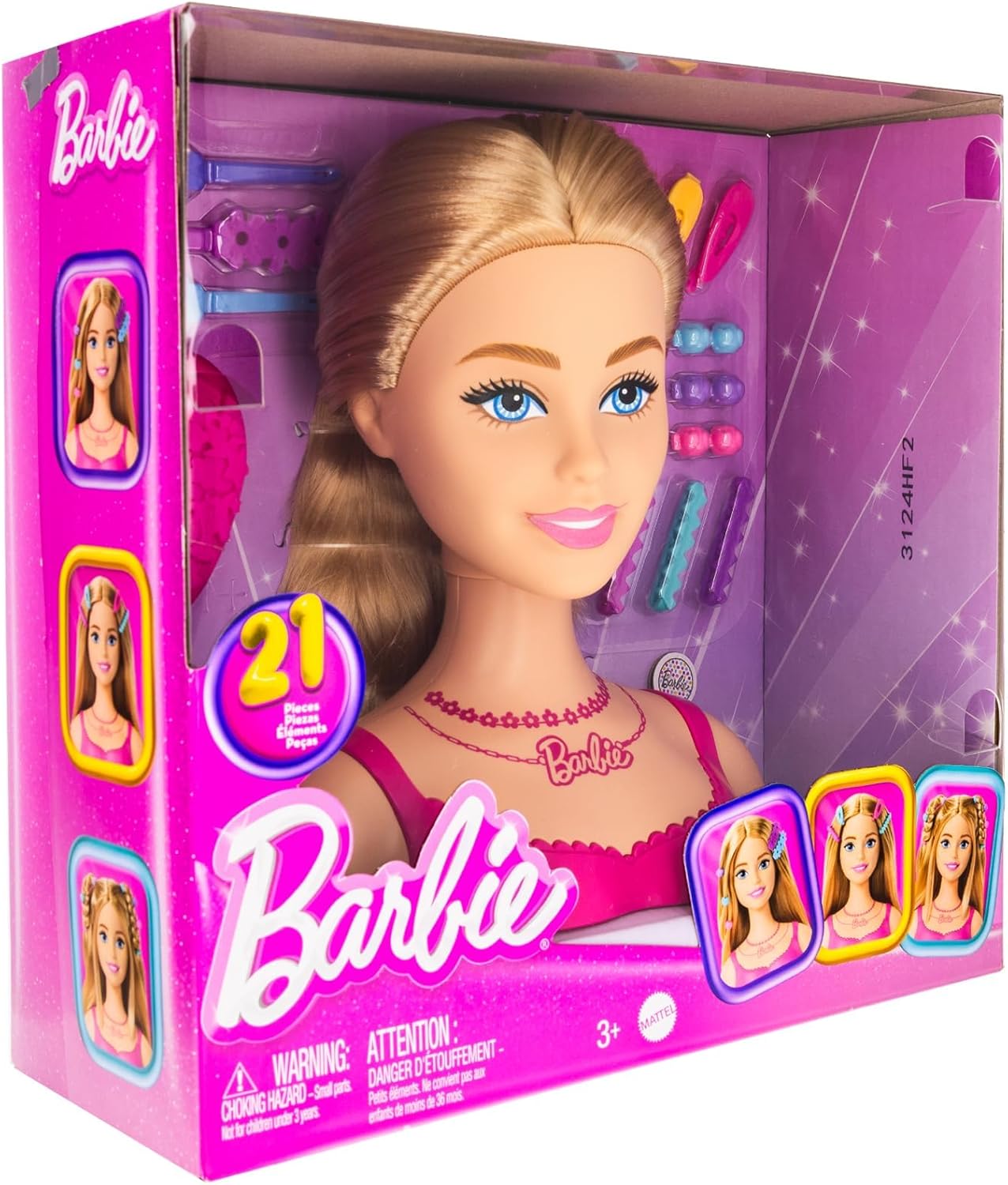 Just Play 2pc Barbie Doll Girls Mini Styling Head Pretend Play Dress Up Set,Blonde (JPMINSHDBAR1)