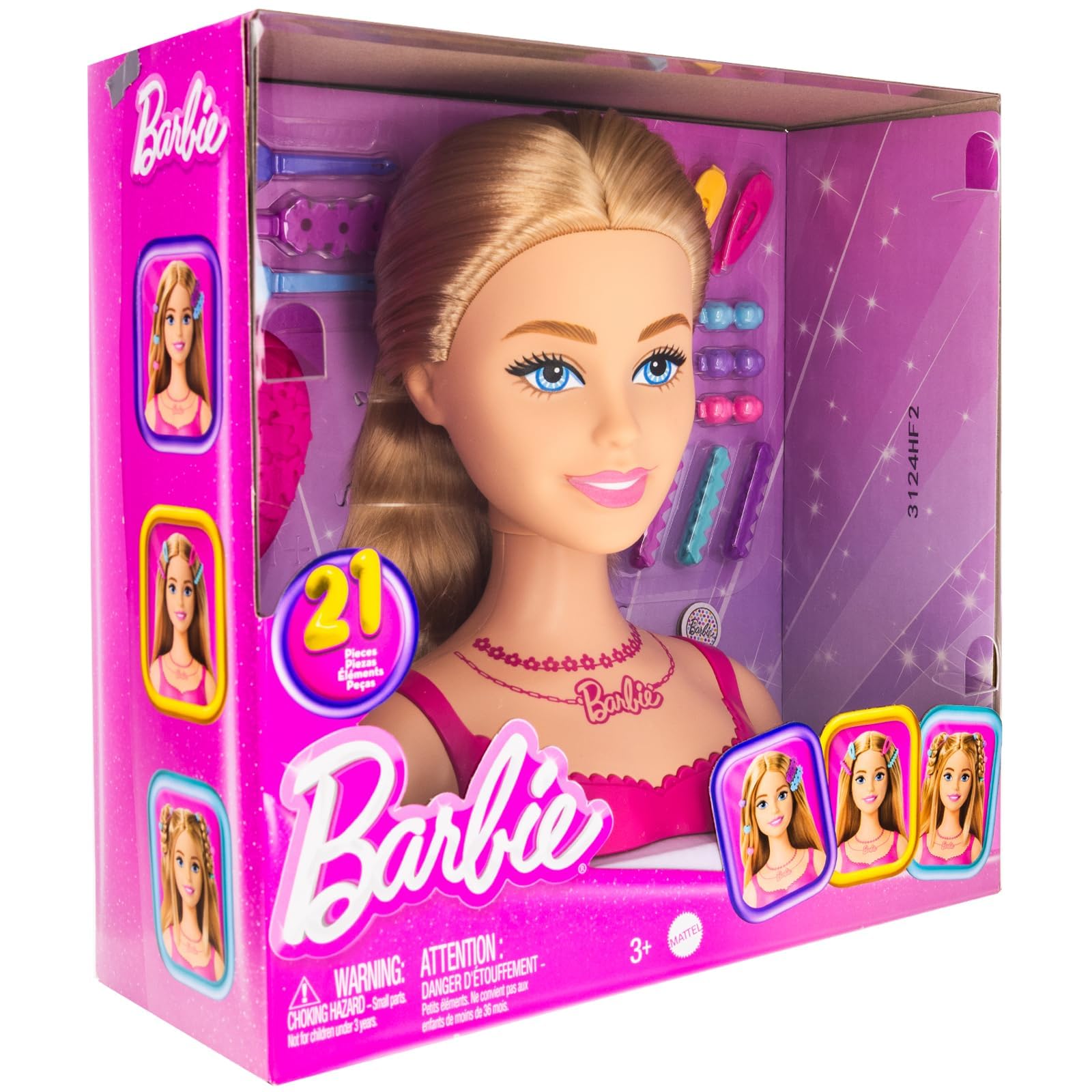 Just Play 2pc Barbie Doll Girls Mini Styling Head Pretend Play