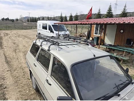 Oluklu Araçlar İçin Tavan Sepet Bagaj, 4 Ayak, Demonte, 120 cm, Siyah