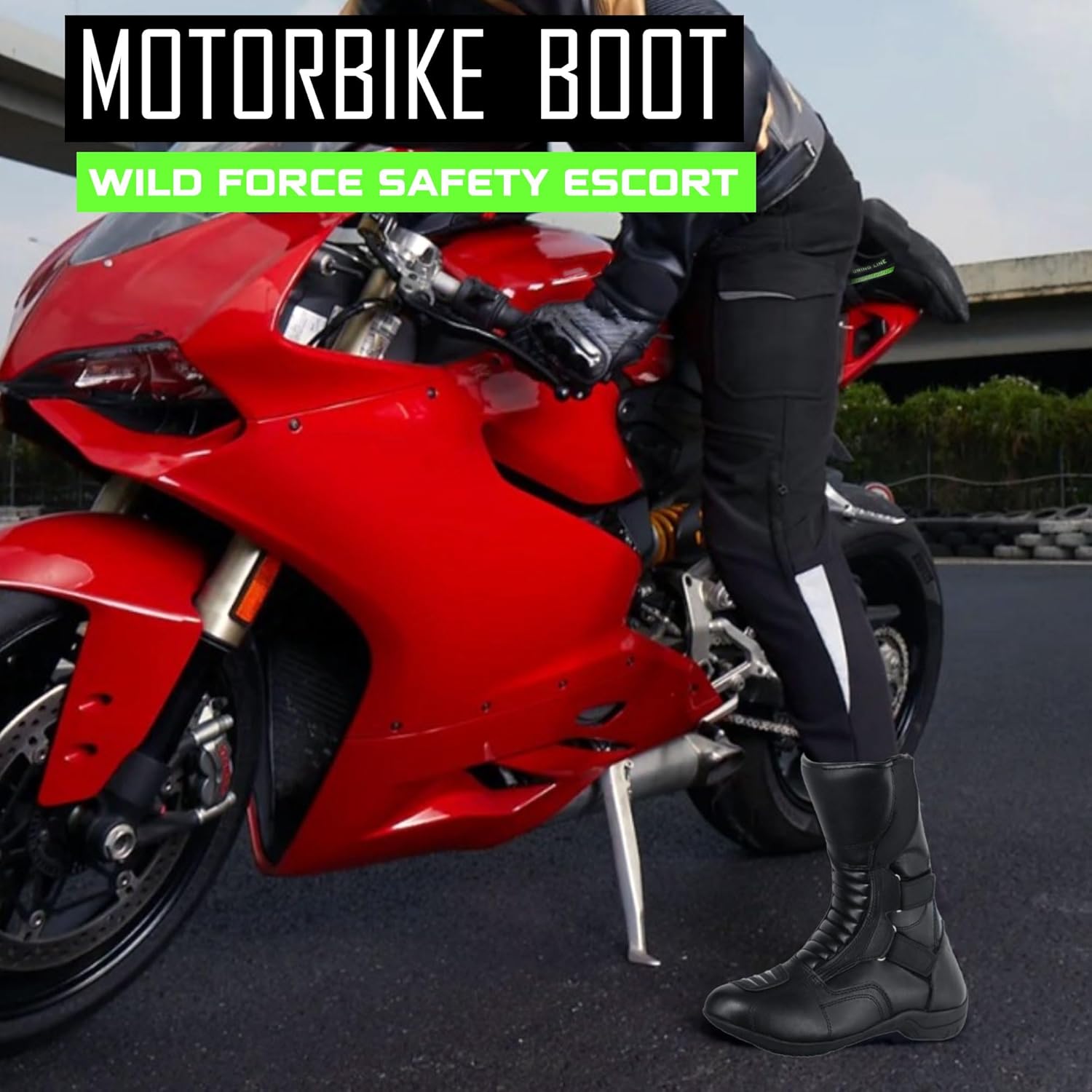 Men's Motocross Motorcycle Boots – Protective Genuine Leather Riding Shoes with Durable Non-Slip Rubber Sole for Road