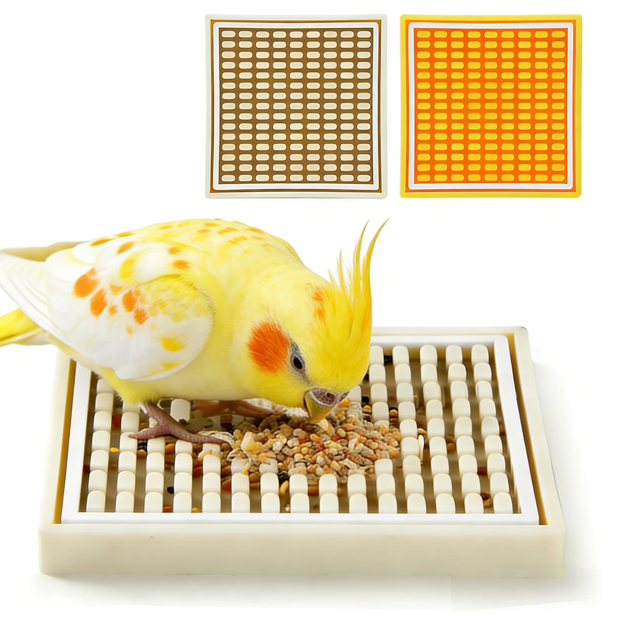 Parrot Foraging Toys, 2 Pcs Bird Feeder Foraging Mats, Interactive 2Pcs Bird Foraging Toys Puzzle to Increase Feeding Time Cage Accessories Training Chewing for Parakeet, Cockatiel, Conure, Budgies