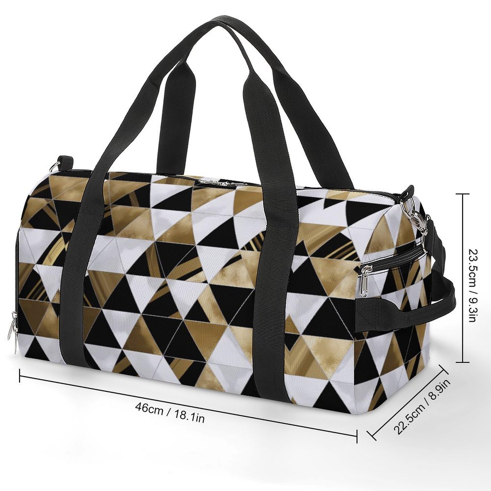 Turnbeutel Mode Modern Schwarz Weiß Gold Dreiecke Turnbeutel für Damen Herren Rucksack Turnbeutel mit Schuhfach Wiederverwendbar Turnbeutel Mini Turnbeutel Mode Modern Schwarz Weiß Gold Dreiecke