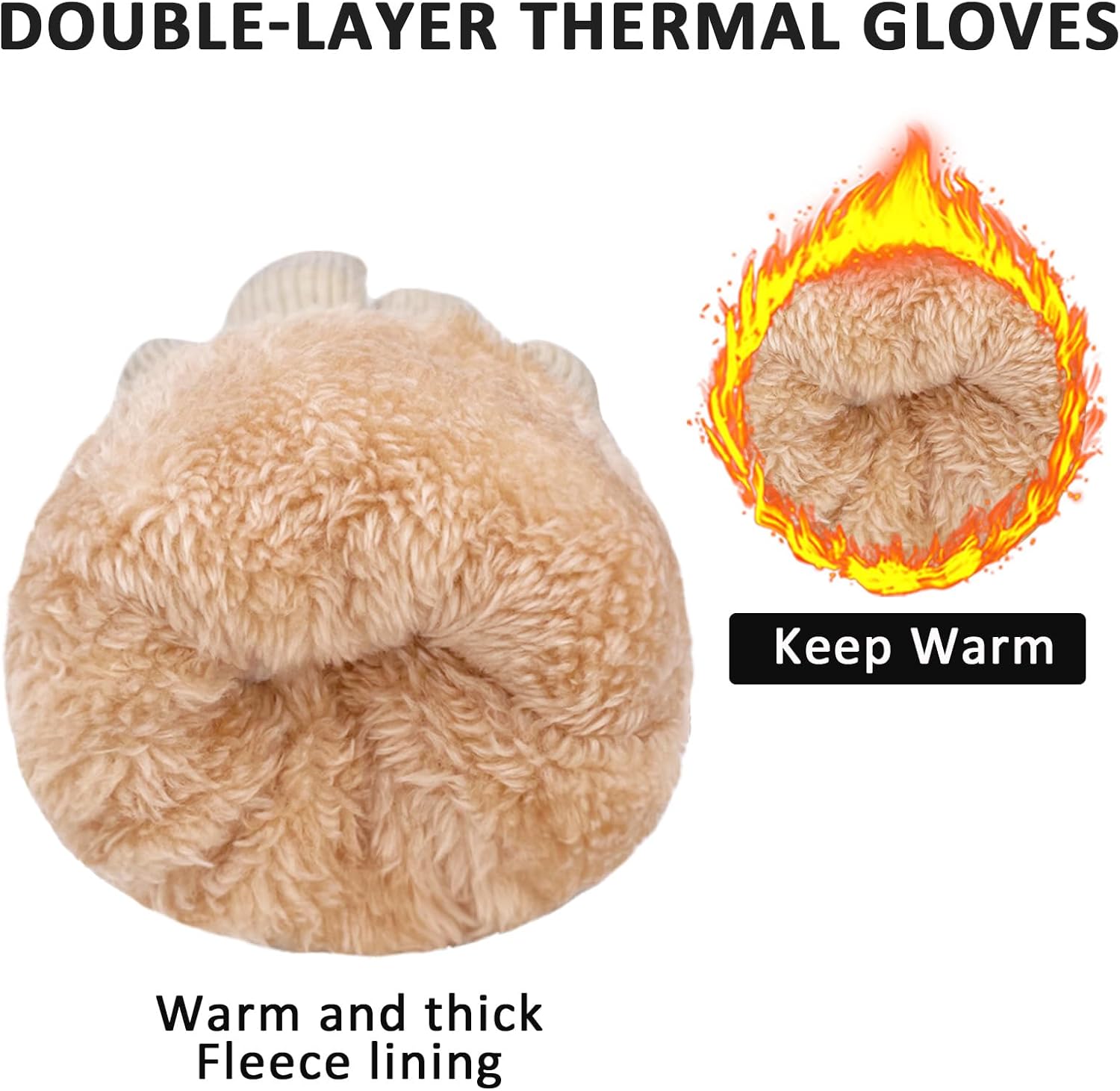 Winter Wool Gloves for Women Men Warm Touch Screen Fleece Lined Elastic Knit Snow Gloves for Cold Weather - Image 4