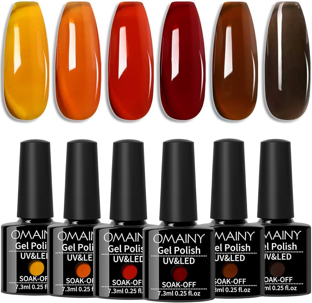 Amazon.com : Omainy Jelly Gel Nail Polish,Brown Polish Set