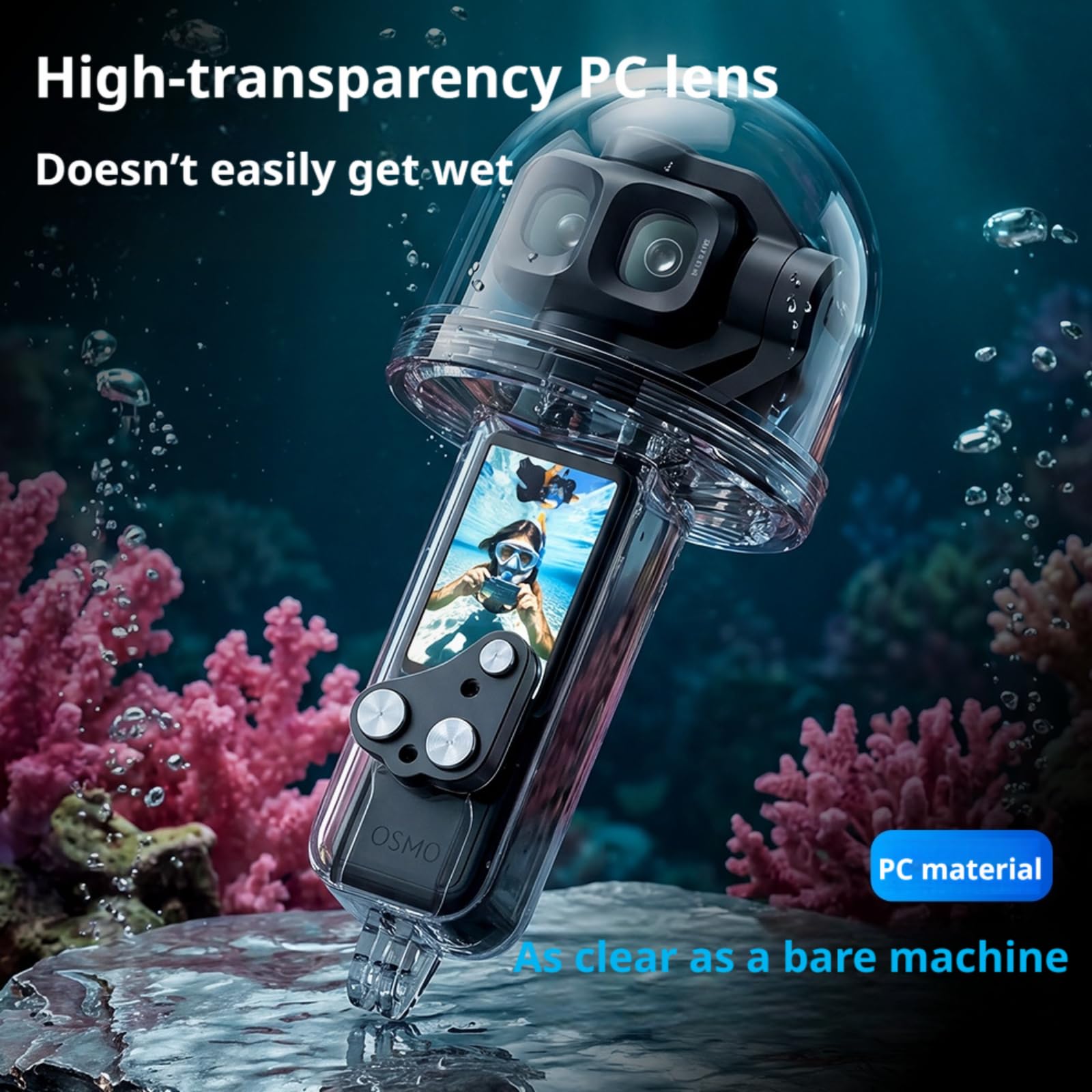 Custodia impermeabile compatibile con DJI Osmo Pocket 4 PRO, custodia subacquea IPX8 da 50 m con obiettivo PC ad alta trasparenza, guscio protettivo subacqueo per surf e snorkeling