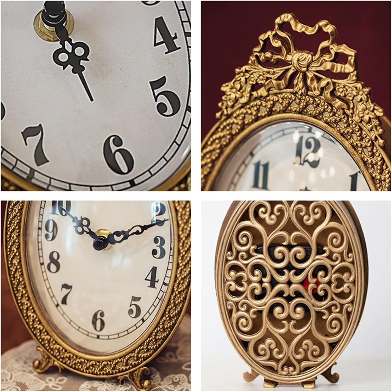 Mantel Table Clock French Retro Table Clock Ornaments Bedroom Desktop Clock Table Clock Decoration, Desktop Clock Living Room Home Decor
