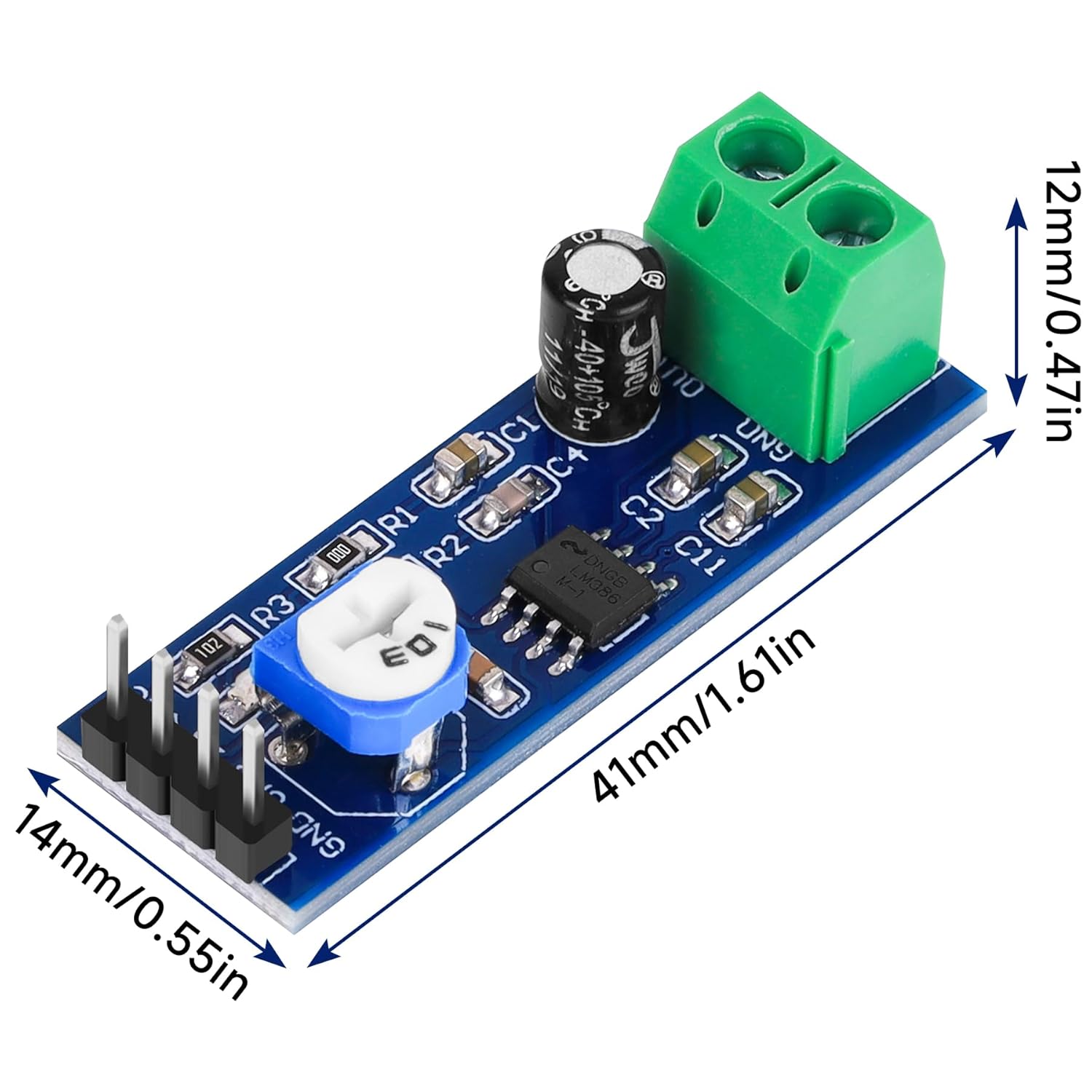 10PCS LM386 Mono Audio Amplifier Module, 200 Times Audio Power Amplifier Module for Arduino EK1236, 5V-12V Input 10K Adjustable Resistance