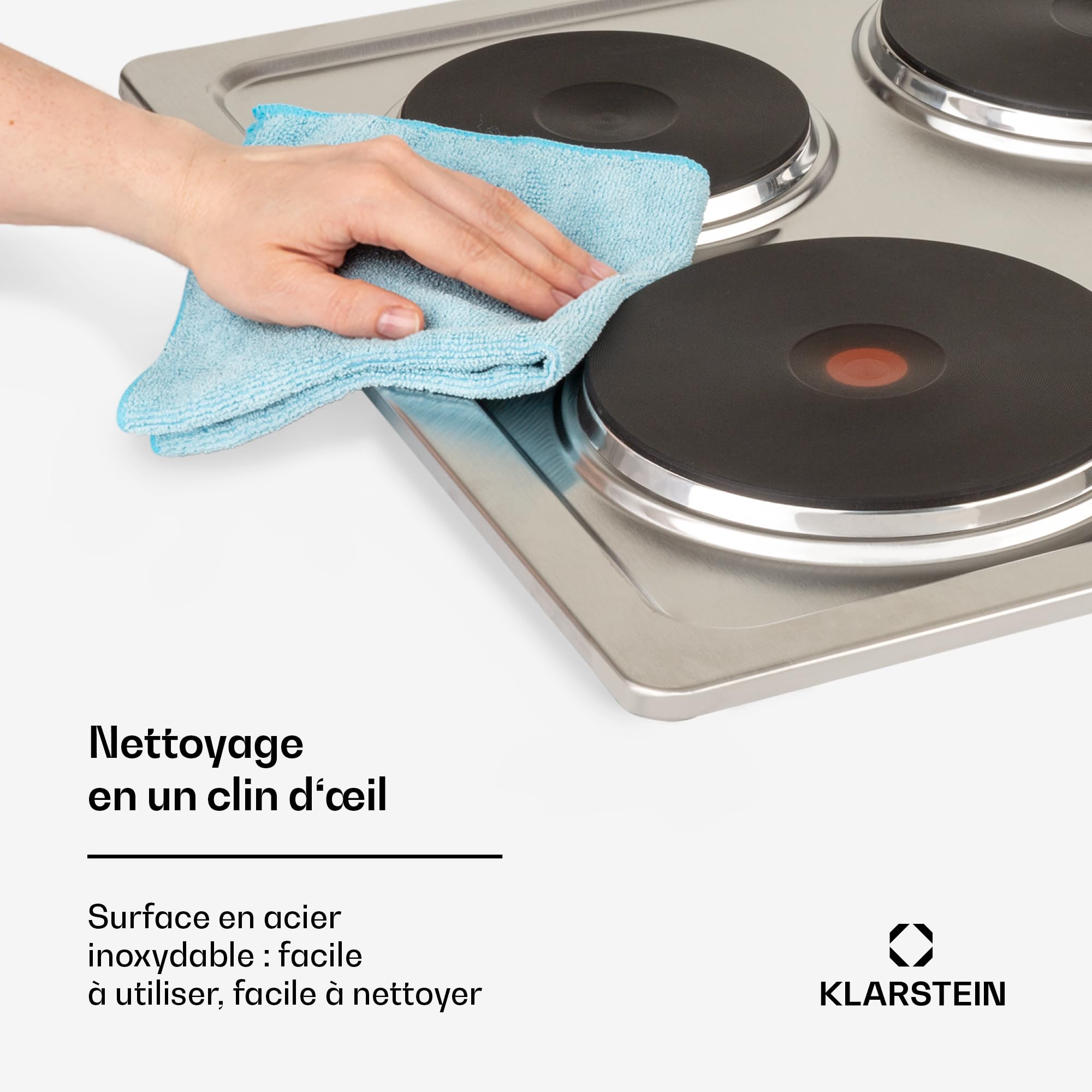 Klarstein Appetito Płyta grzejna do zabudowy, Wskaźnik ciepła resztkowego, Pokrętła, 6 stopni mocy, Elektryczna, Płyty grzejne, Stal nierdzewna, 4 pola/strefy, 5500 W, srebrna