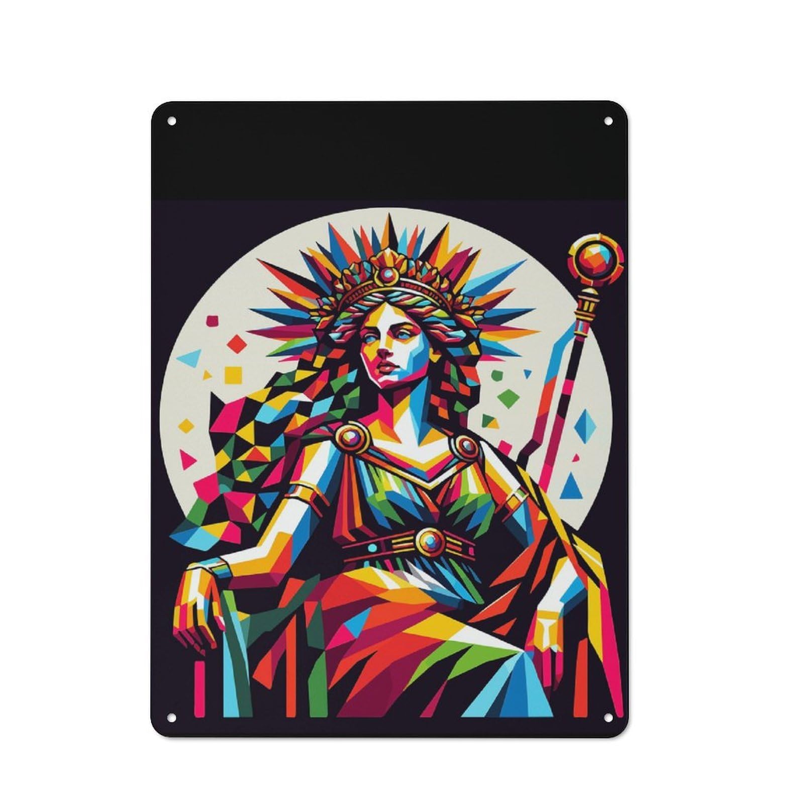 Hera Queen of The Gods Rustic Tin Sign 40x30cm, Shed Style Utility Space Decor for Patio Bar, Workshop, Shed Or Kitchen
