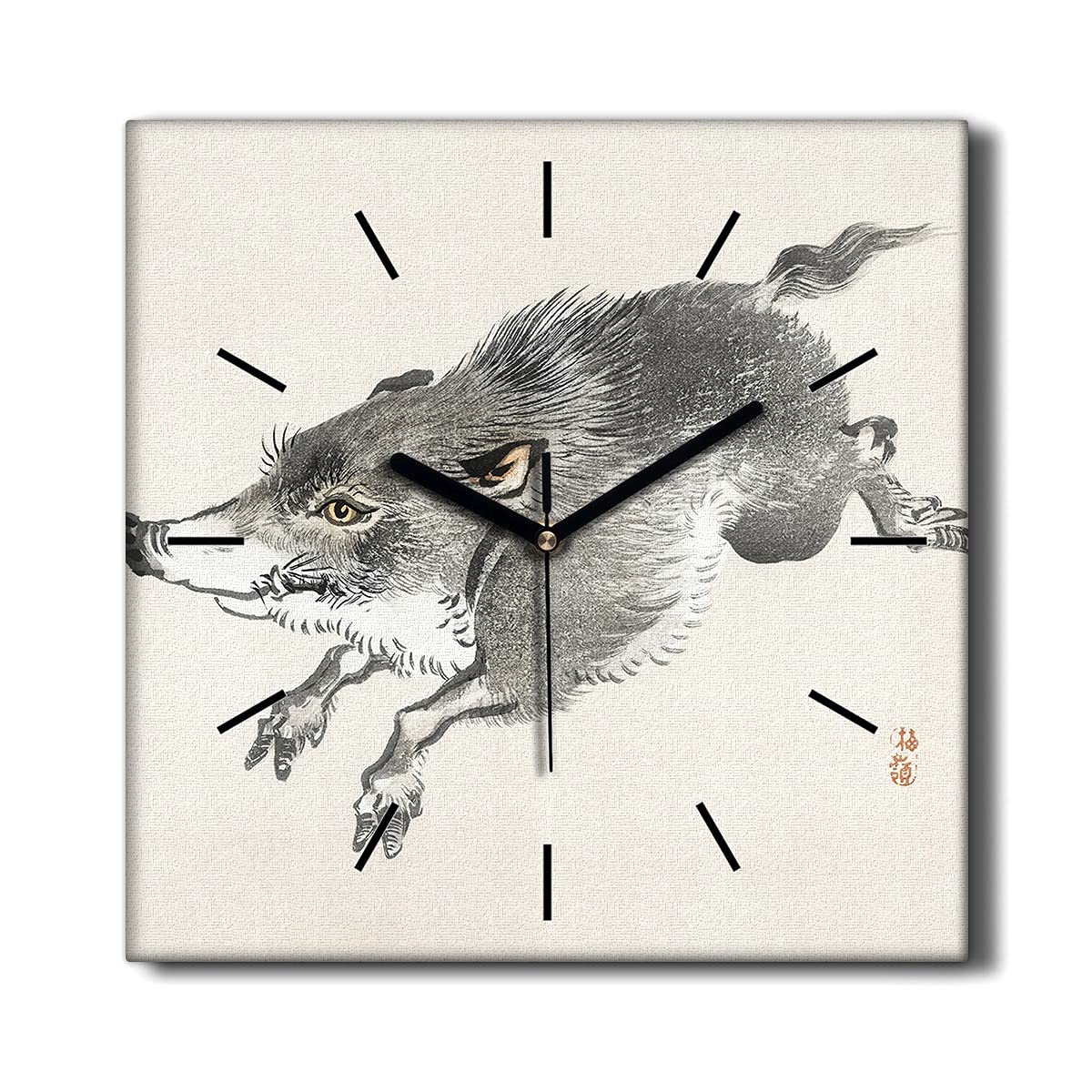 Horloge sur Toile 30x30cm Toile Murale Horloge de Salon Motif Animal