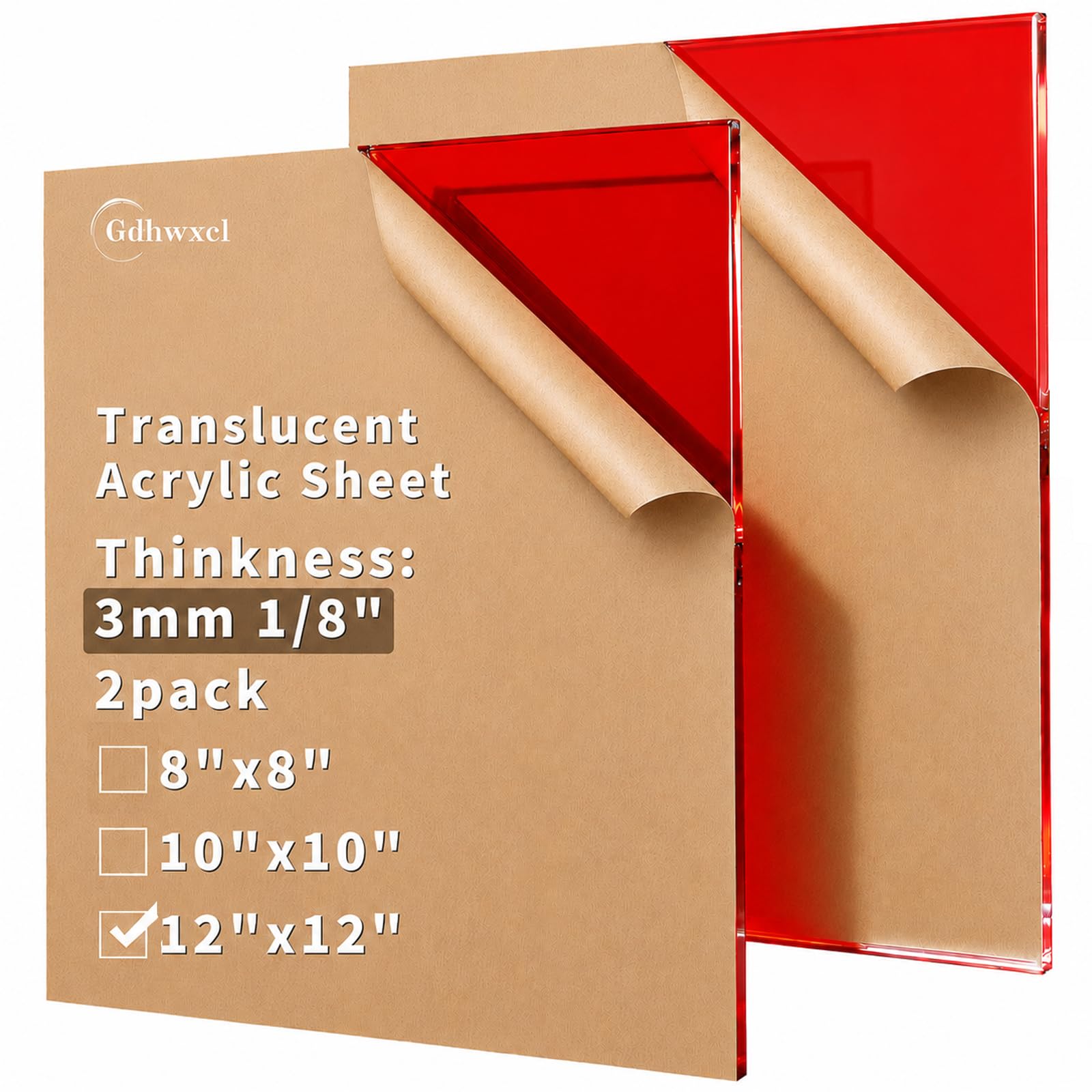 Translucent Acrylic Sheets - 2 Pack for Crafts & DIY -18 Translucent Acrylic Sheets - 2 Pack for Crafts & DIY -18