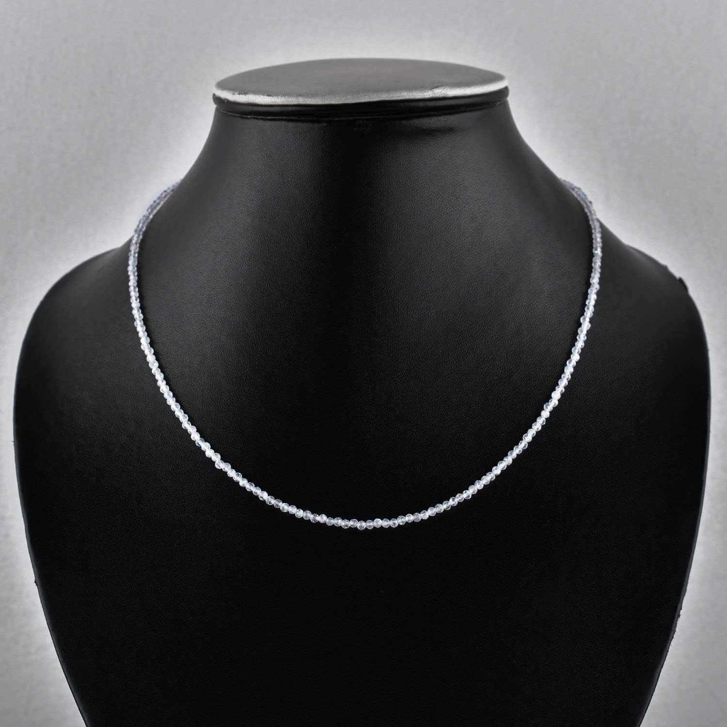 Natural Gemstone Micro Beads Choker Necklace for Women, Healing Chakra Energy Crystals, Birthstone Jewelry, Silver Plated Chain 18 inch Birthday Gift for Her - Image 4