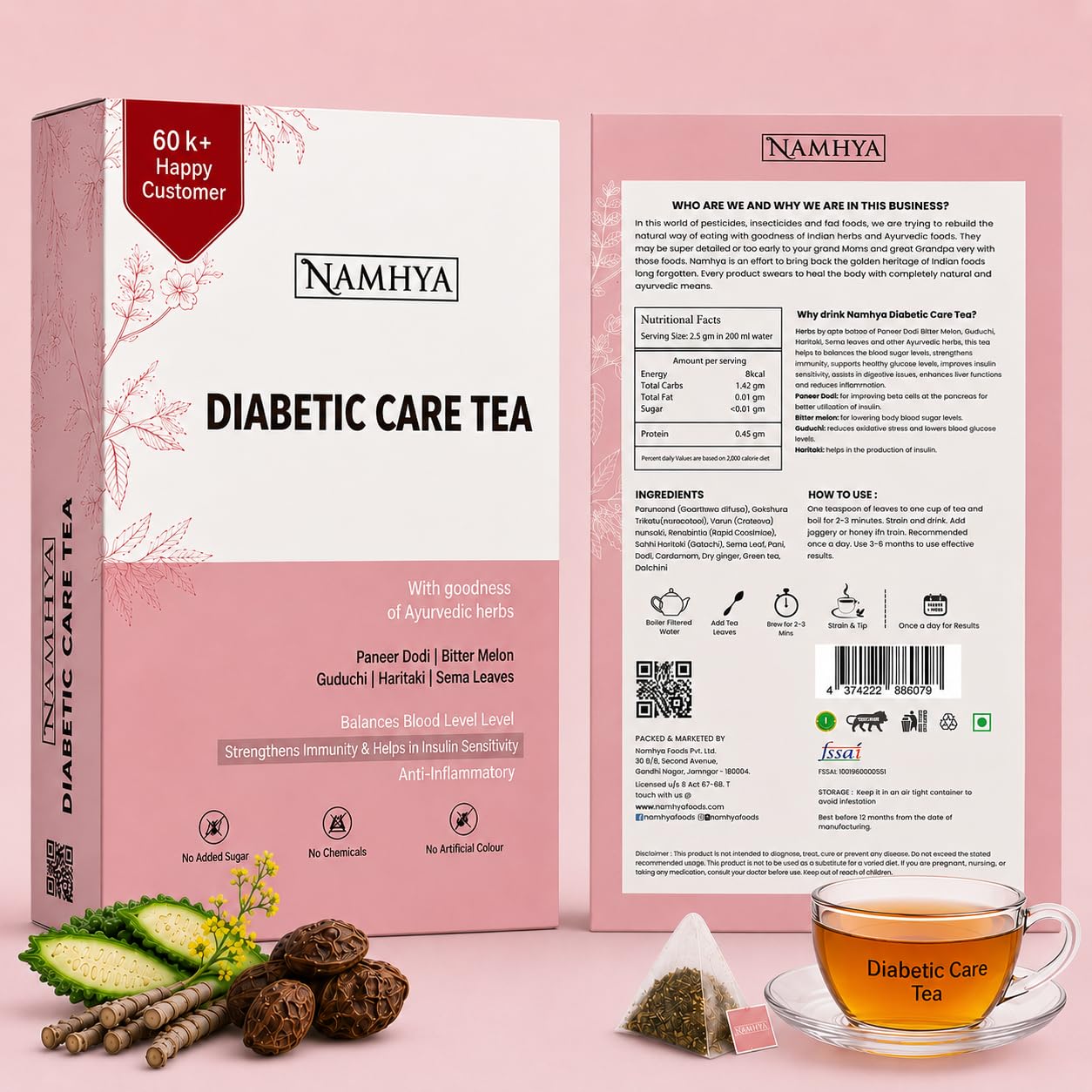 Namhya Diabetes Care Tea | Blood Sugar Balance Support | 100gmx2 Loose Tea — Amazon image 2