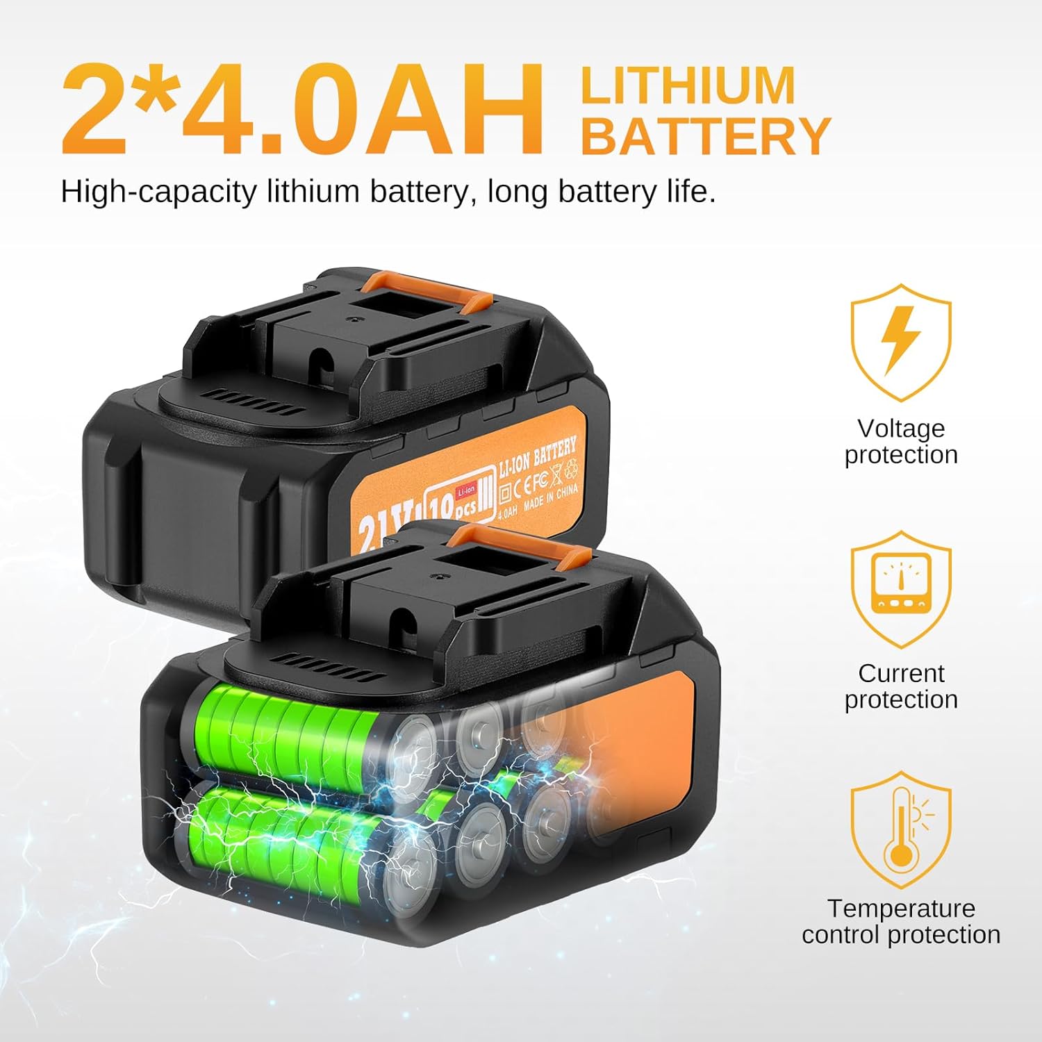 This Hill 45PCS Brushless Impact Wrench,600Nm(443Ft-lbs),w/Two 4.0Ah Battery,1/2 Inch Cordless lmpact Driver Set,17 Sockets,High Torque Power Impact Gun for Car Home
