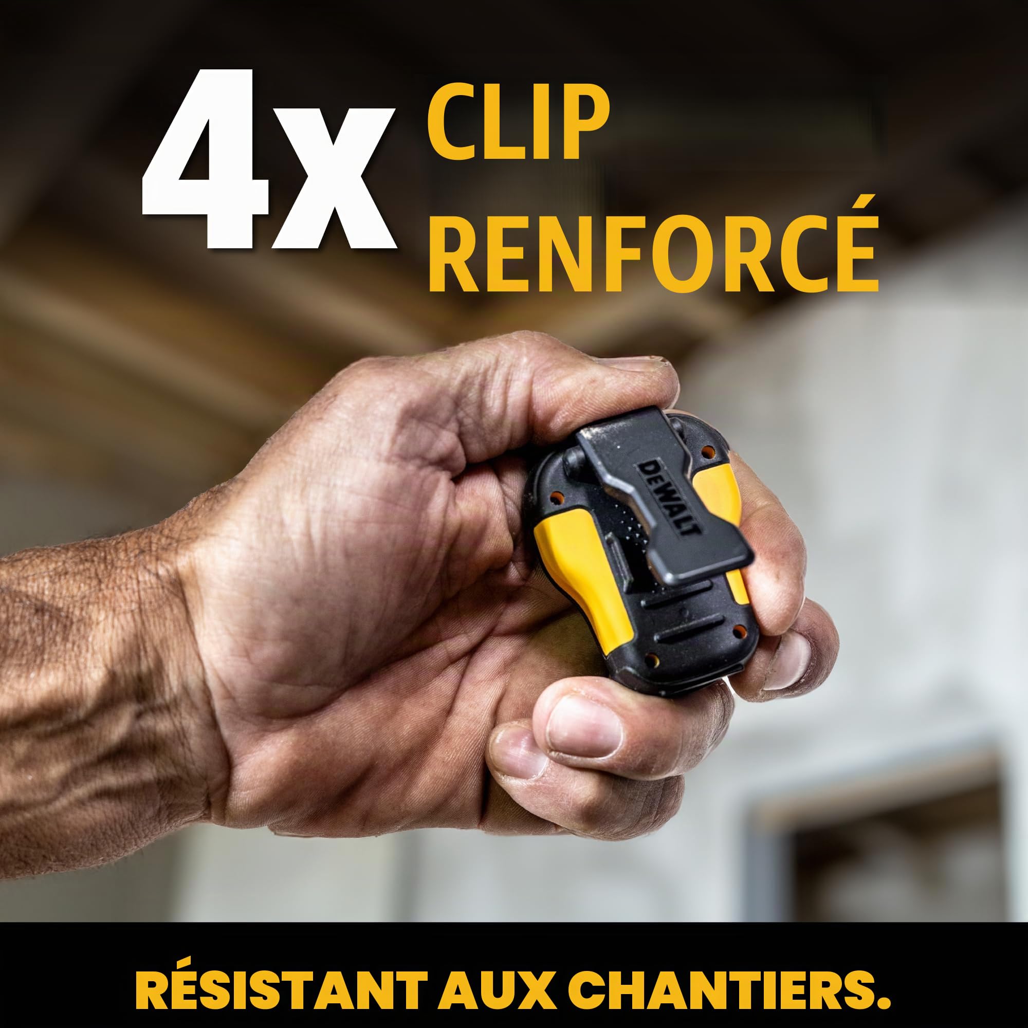 DEWALT Enceinte Bluetooth Portable (Version Mise à Jour), Haut-Parleur Portable sans Fil à Clipser Jobsite Pro résistant à l'eau, Microphone intégré pour Musique/appels Mains Libres, Haut-Parleur
